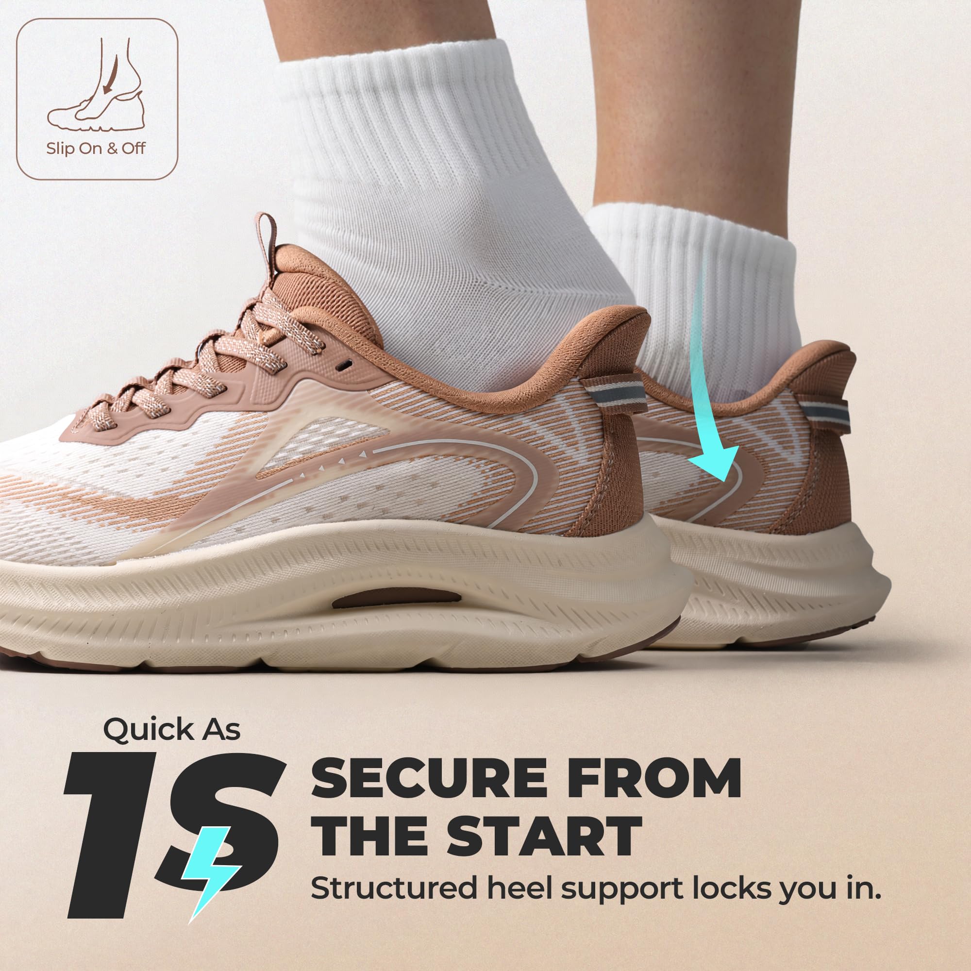 ALLSWIFIT Zapatillas deportivas para mujer | Slip-On, Hands-Free, Transpirable, Antideslizante, Amortiguación, Correr, Fitness, Entrenamiento, Caminar, Tenis, Moda, Ocio