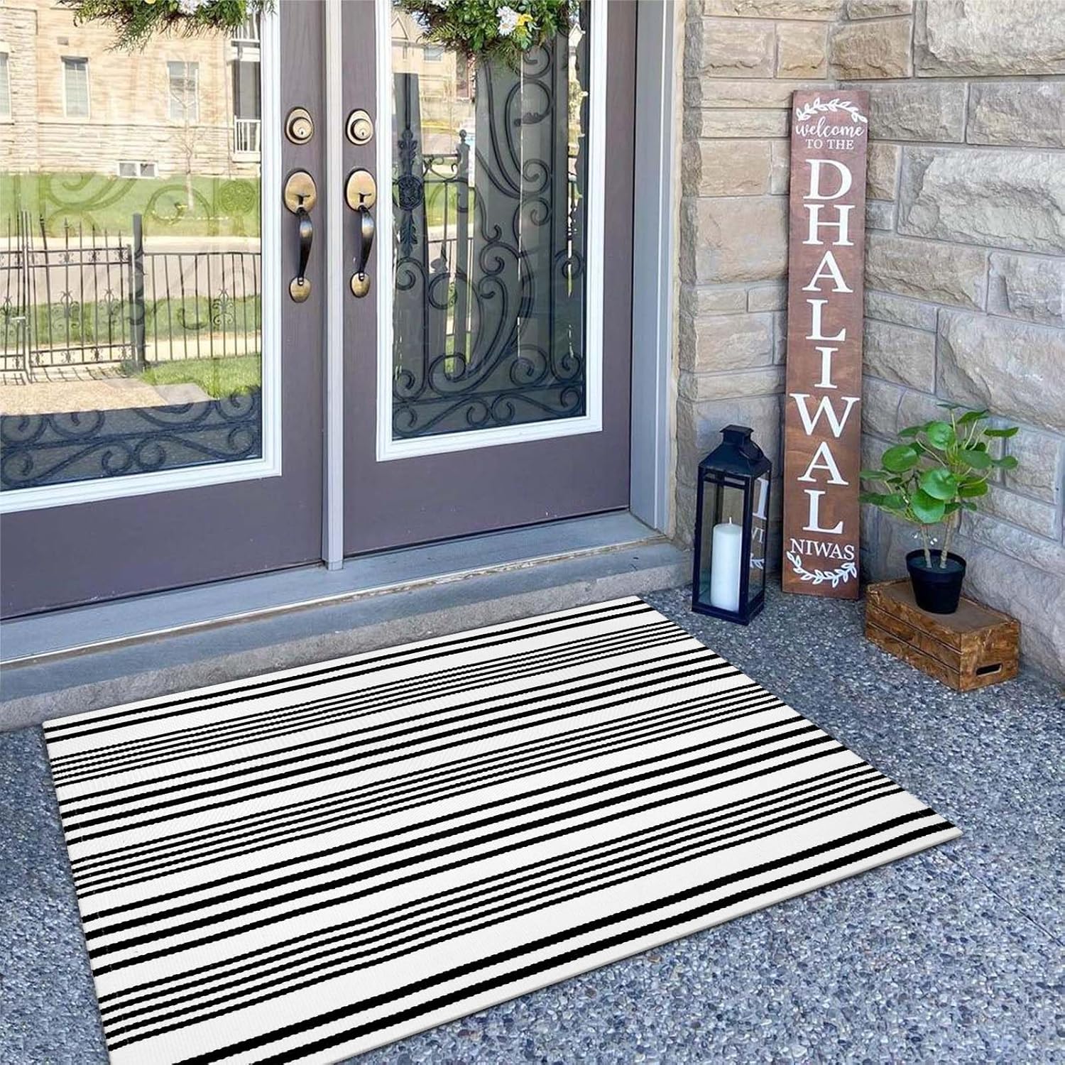 OJIA Front Door Rugs Indoor 27.5x43 Inches, Black and White