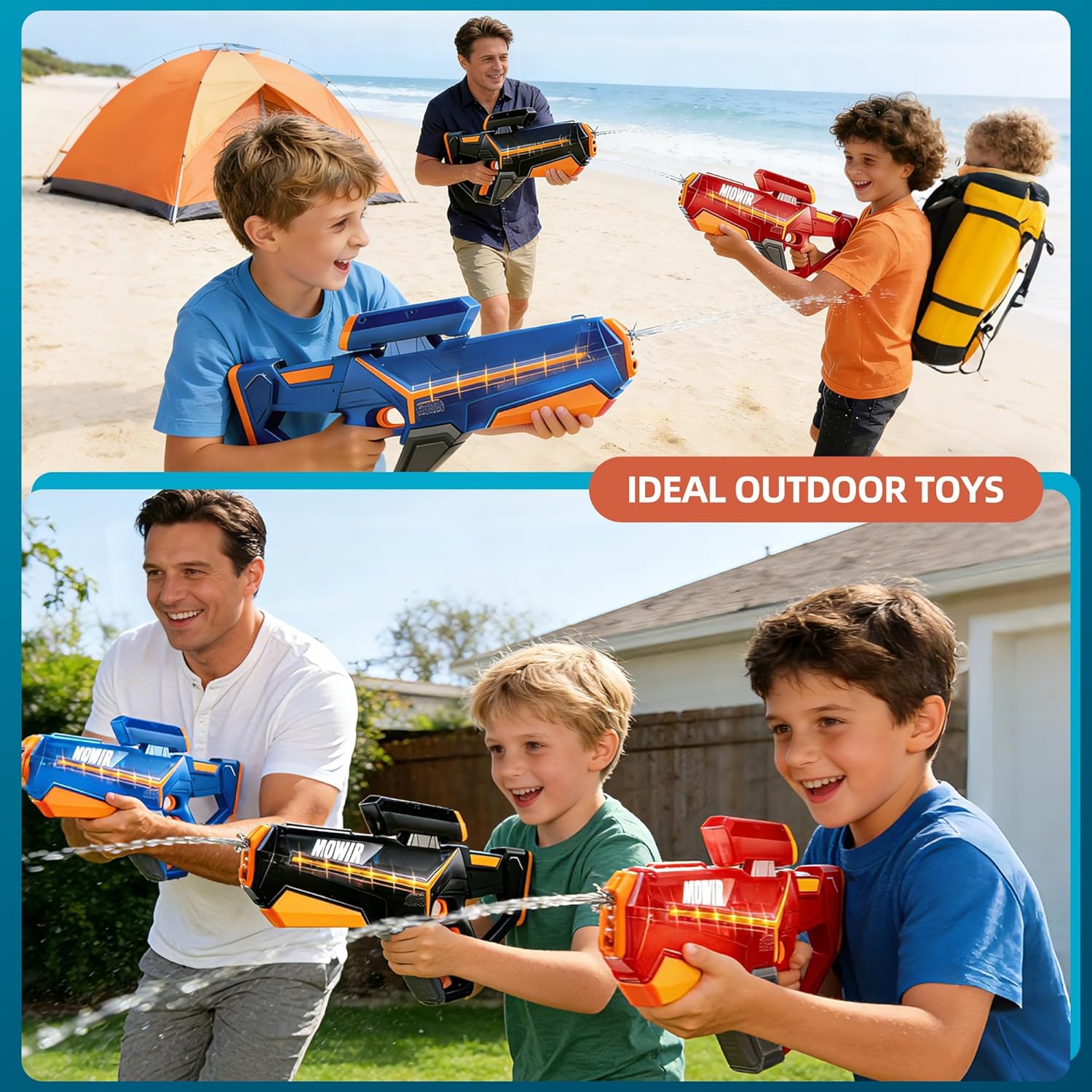 Electric Water Gun for Adults Kids - 2 Pack Powerful Automatic Squirt Gun Long Range Large Capacity, Auto Water Blaster Summer Outdoor Pool Beach Toys Gifts for 6 7 8 Year Old Boys Girls(Black+Blue)