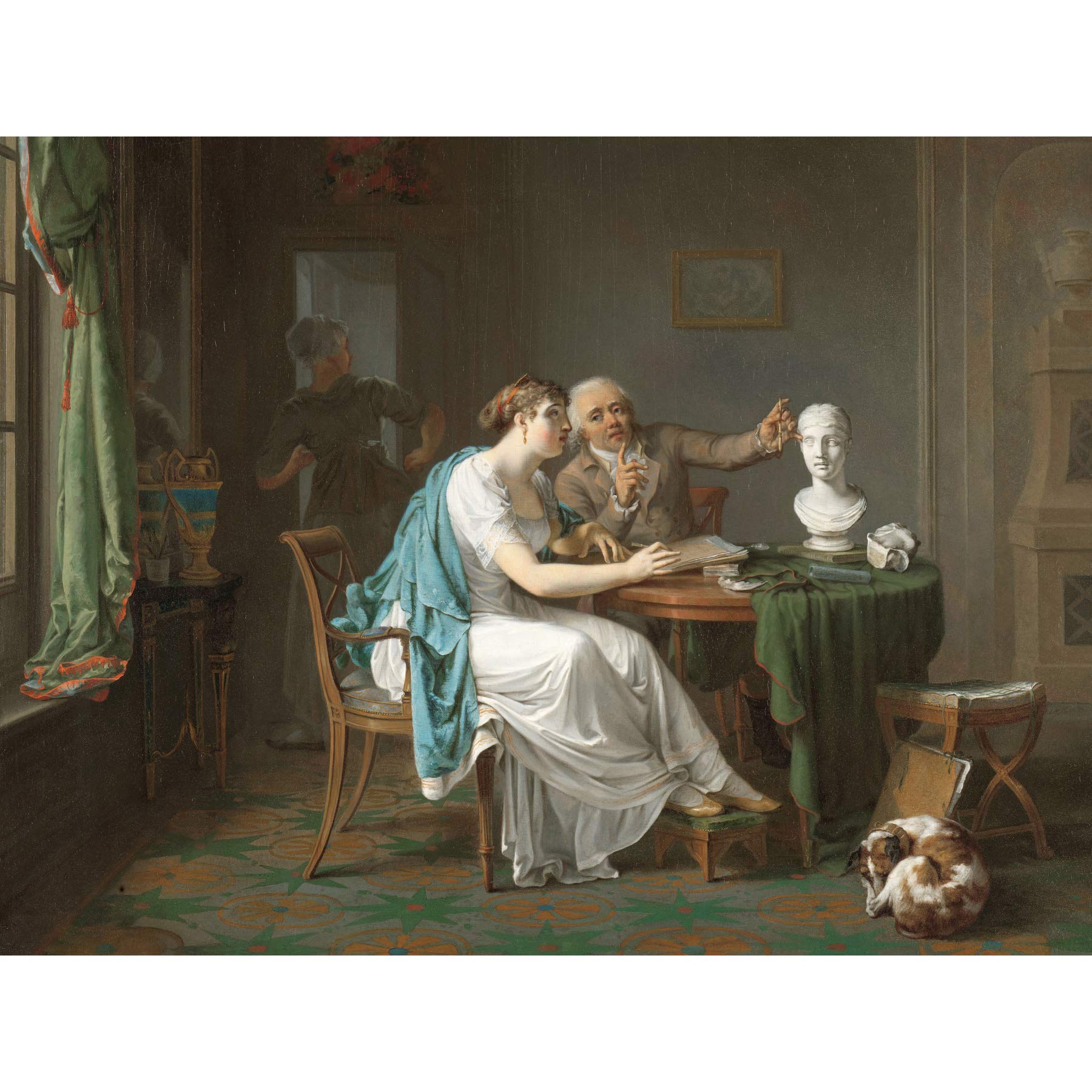 Artery8 Moritz The Drawing Lesson Premium Wall Art Canvas Print 18X24 Inch