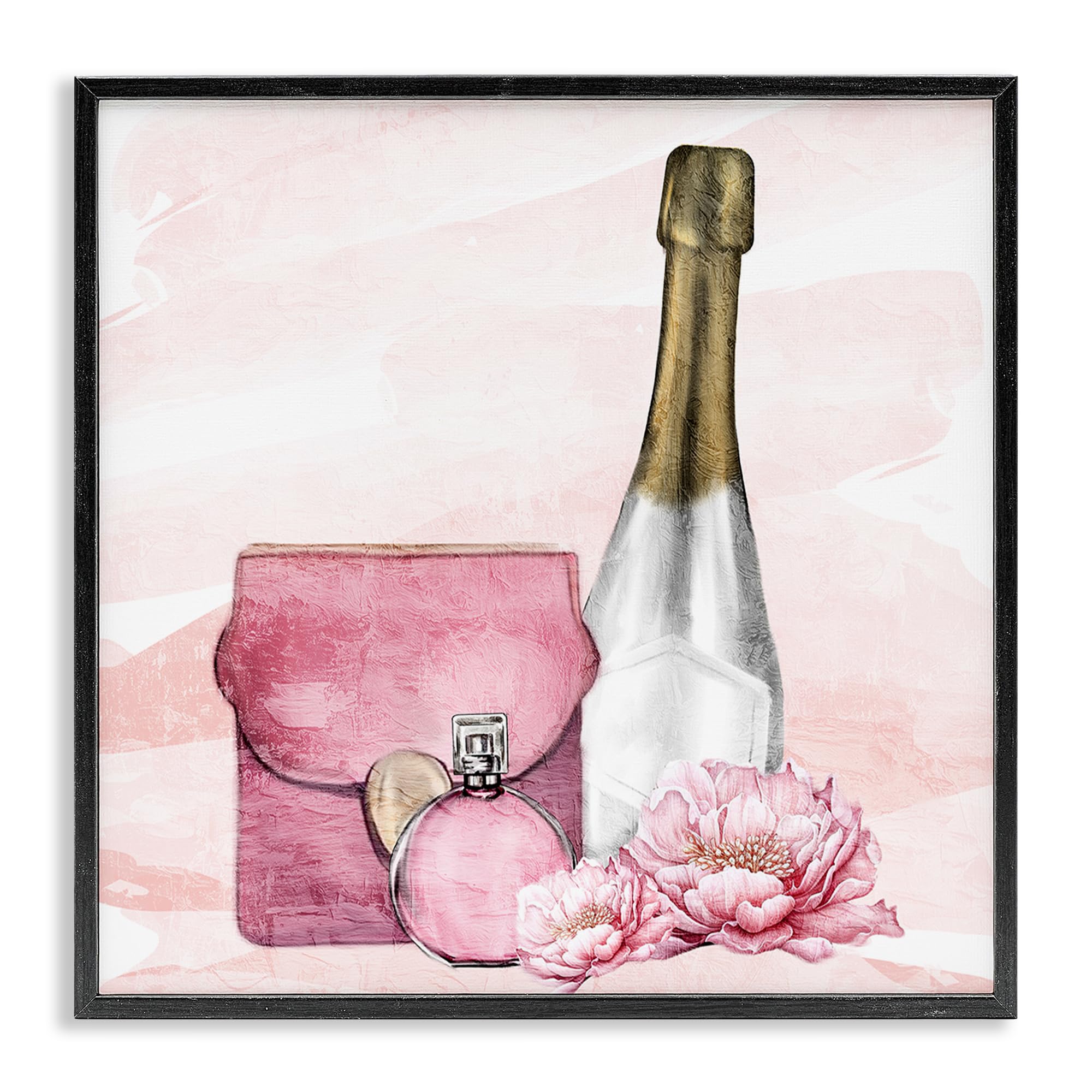 Stupell Industries Midnight Black (Textured) 'Glam Time Champagne'| Framed Giclee Art