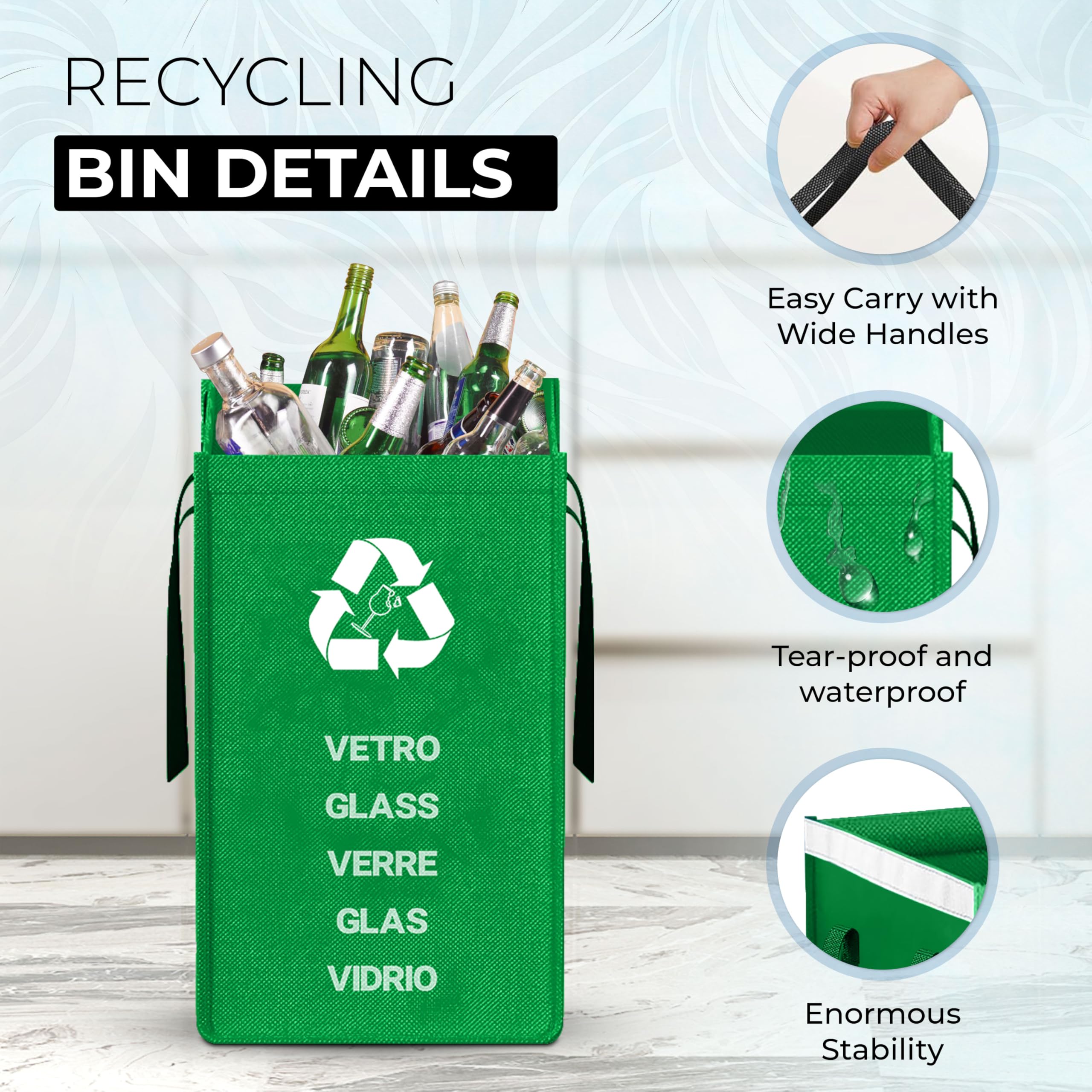 Sac Poubelle 40l Tri Selectif 3 pour Plastiques Verre Carton Papier