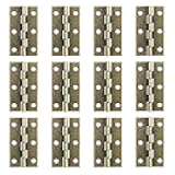 Antrader Antique Bronze Hinges,12Pcs Folding Butt Hinges with Screws Door Hinge for Doors Windows Furniture Cabinet Boxes