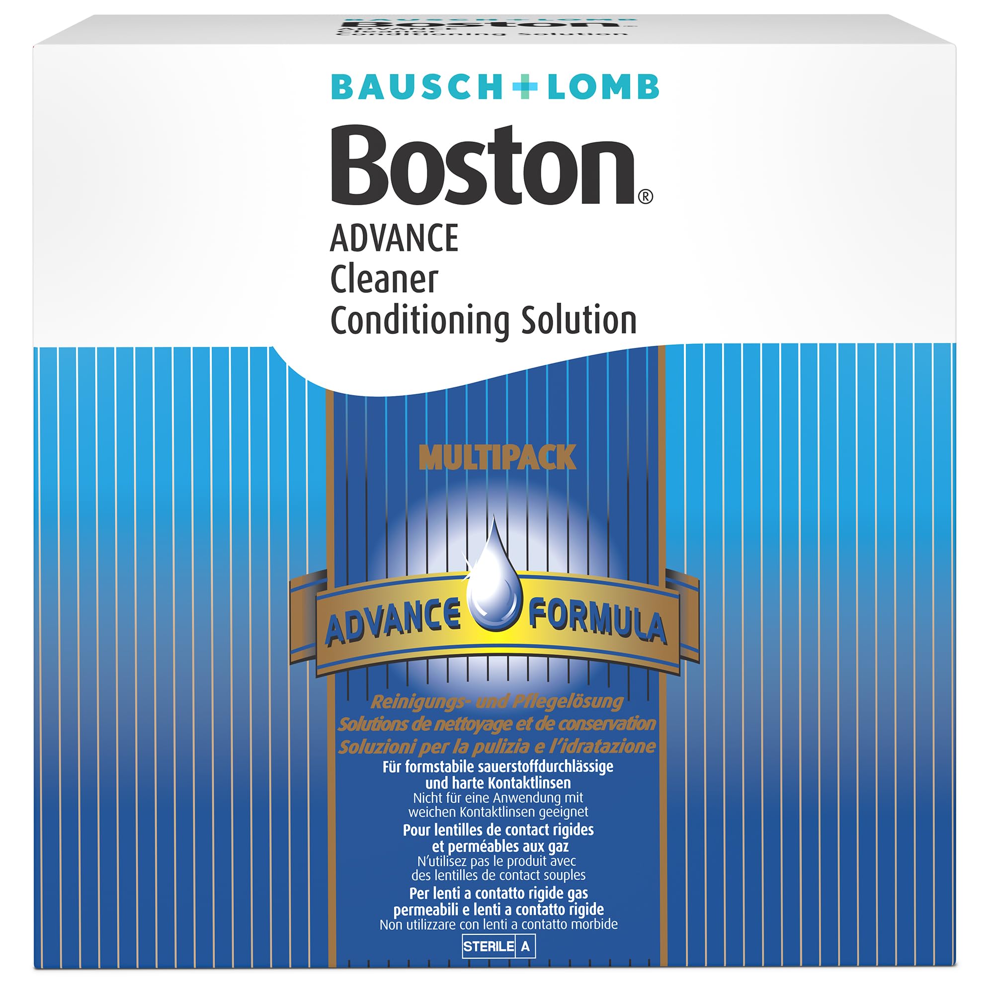 Bausch + Lomb Boston Advance Multipack, für harte Kontaktlinsen: 3 x 30 ml Reiniger, 3 x 120 ml Aufbewahrungsflüssigkeit