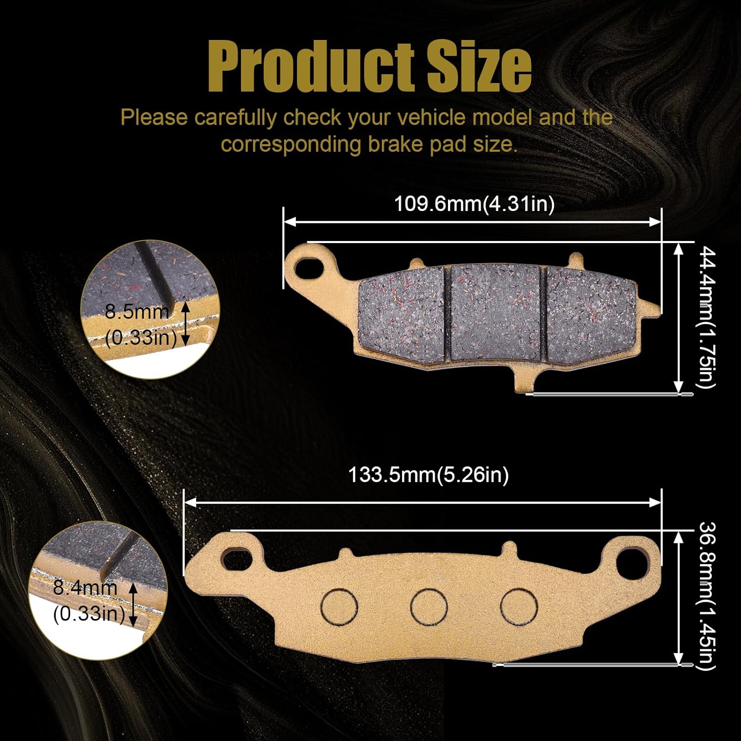 Front and Rear Ceramics Brake Pads for Suzuki V-Strom 650 V Strom DL650 2004-2020 DL1000 V-Strom 1000 2002-2010 SV650 SV 650 2003-2015 GSR750 2011-2015