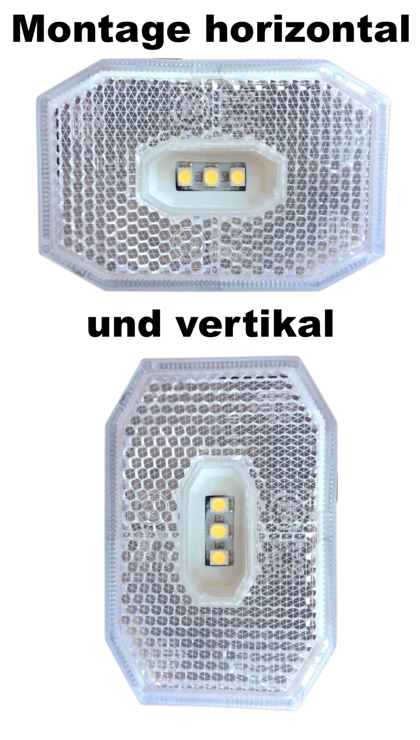 LED Umrissleuchte 12V 24V E9 IP69 Reflektor Anhänger Trailer Wohnwagen LKW weiß Winkelhalter QS075 Schnellanschluss verpolungssicher stoßfest (1. Weiß, 2 Stück)