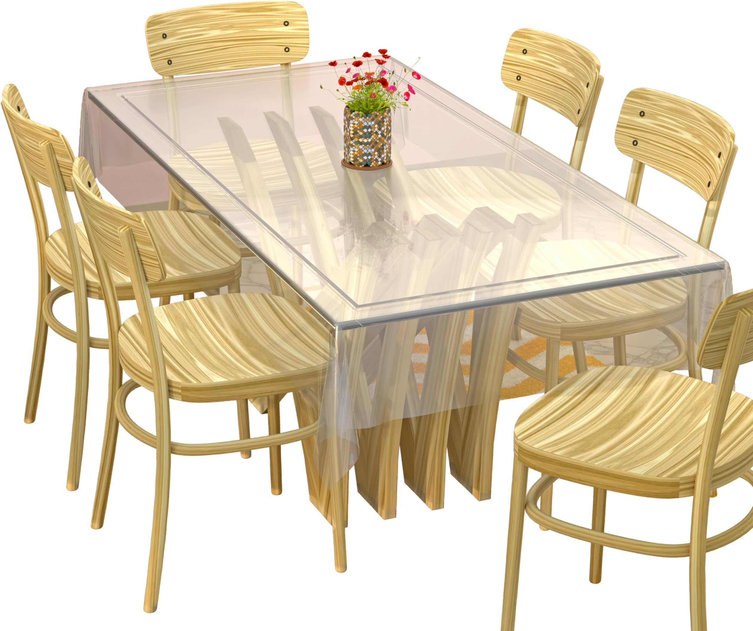 Kuber Industries Polyvinyl Chloride Dining Rectangular Table Cover 6 Seater|Table Cloth|Table Cover for Home Restaurant|(Transparent)