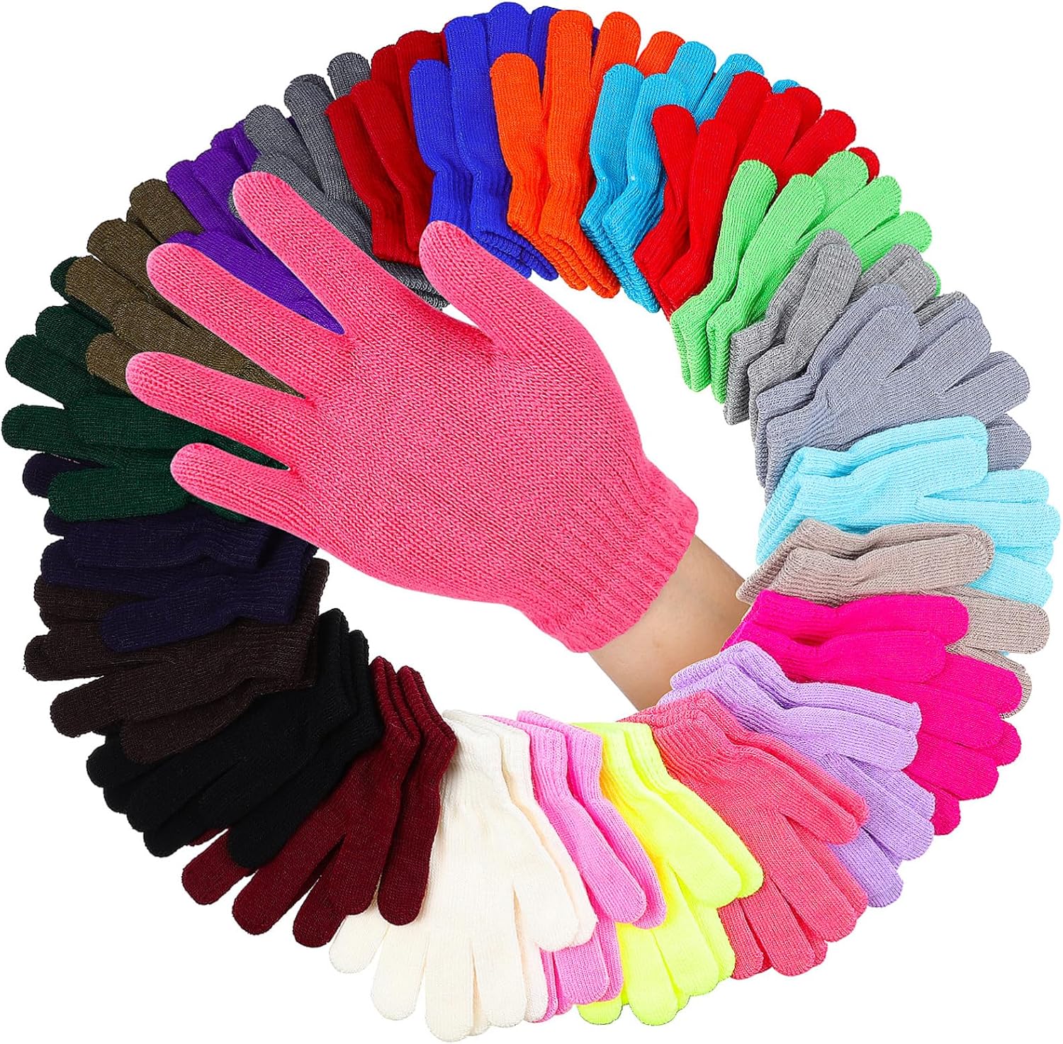 VANZACK 24pairs Boy Girl Gloves Knit Five-finger Gloves Thermal Outdoor Winter for Boys and Girls