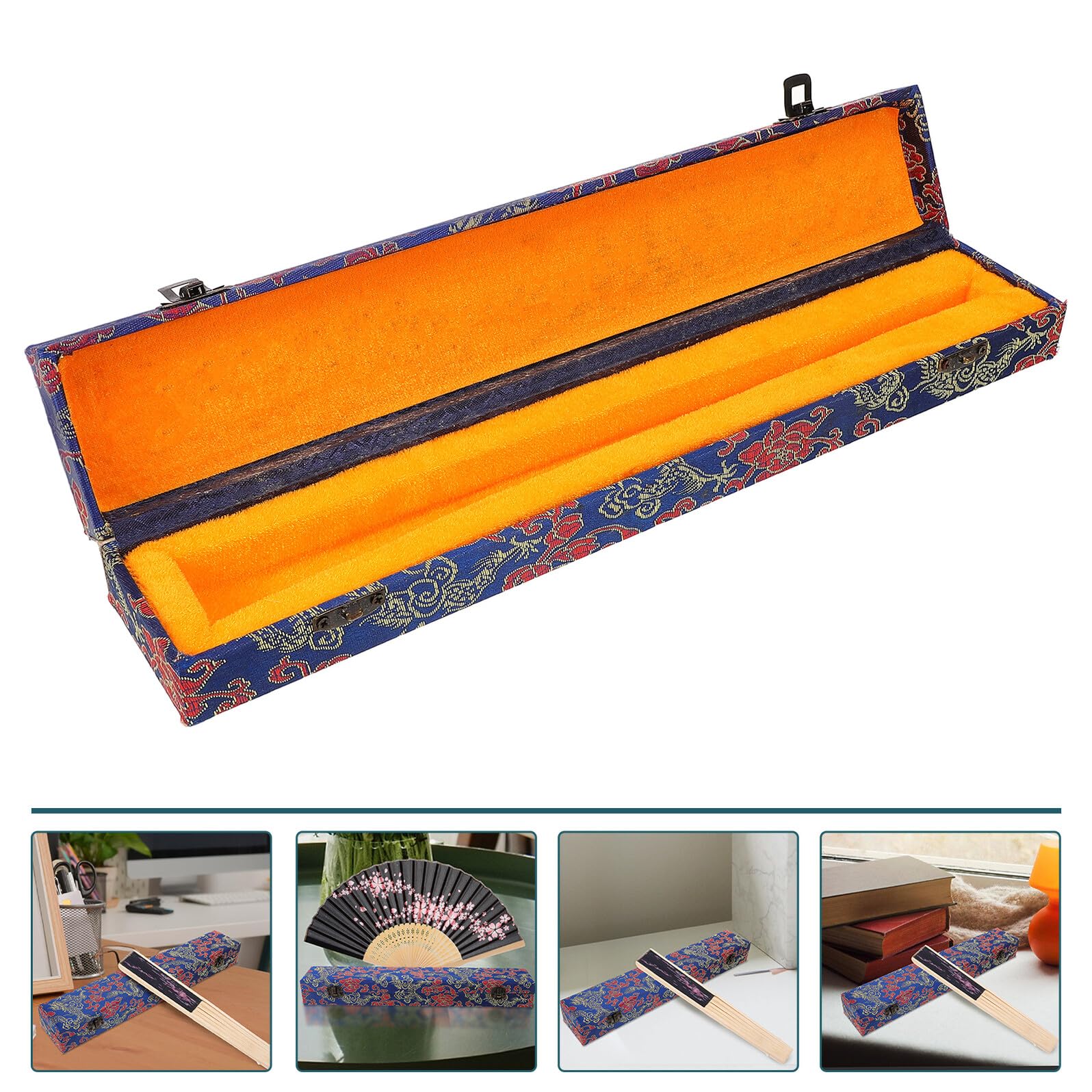 UKCOCO 5 Pezzi Scatola Regalo in Legno per Ventaglio Stile Ventaglio con Chiusura in Rame Custodia e Resistente Confezione