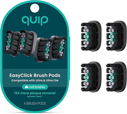 quip Ultra Brush - Cabezales de repuesto para cápsulas – Paquete de 4 – Recambios verificados de cabeza de cepillo Quip para cepillos de dientes