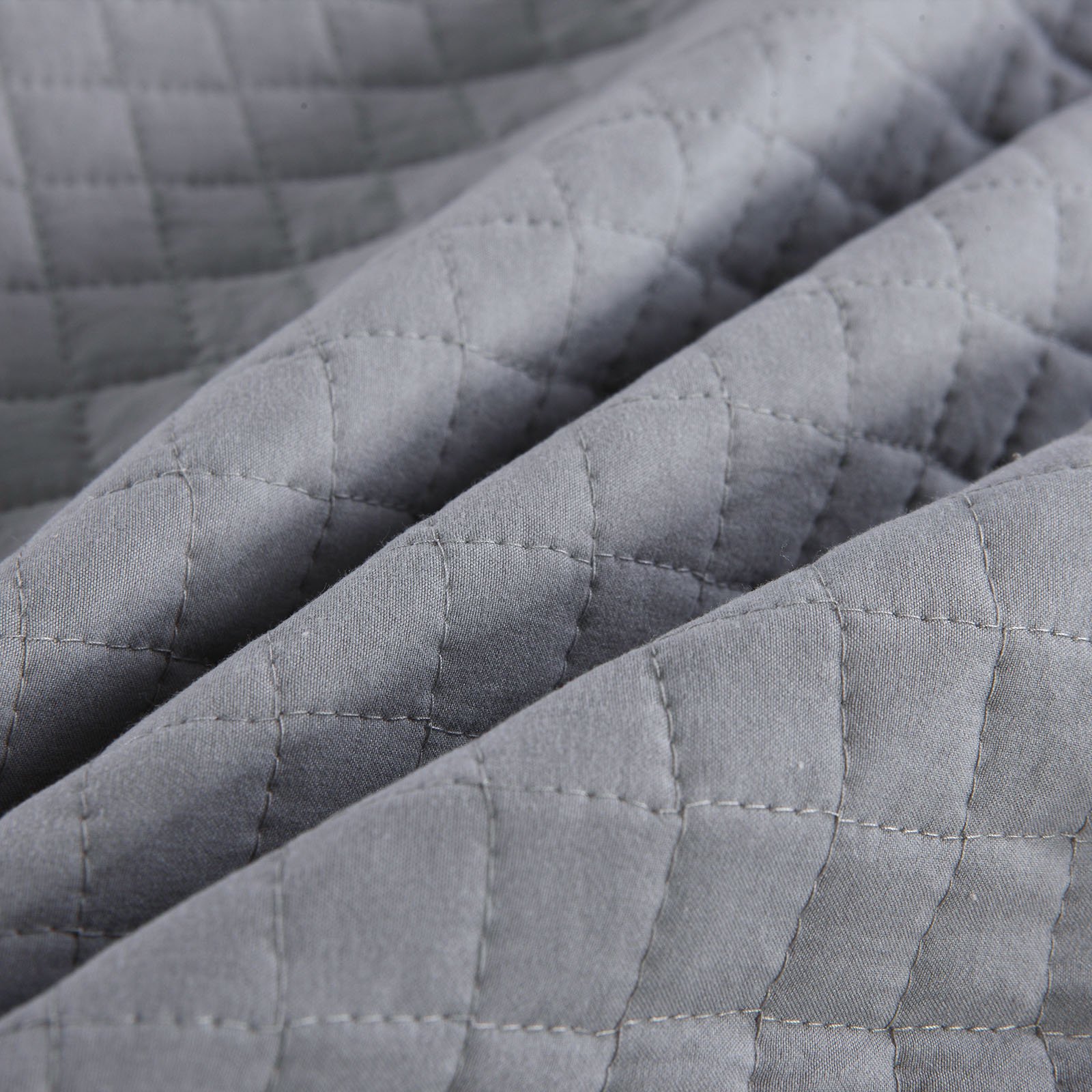 Tagesdecke Bettüberwurf Steppdecke Patchwork Flanelle Wendedesign Kariert 220x240 cm Grau-Hellgrau