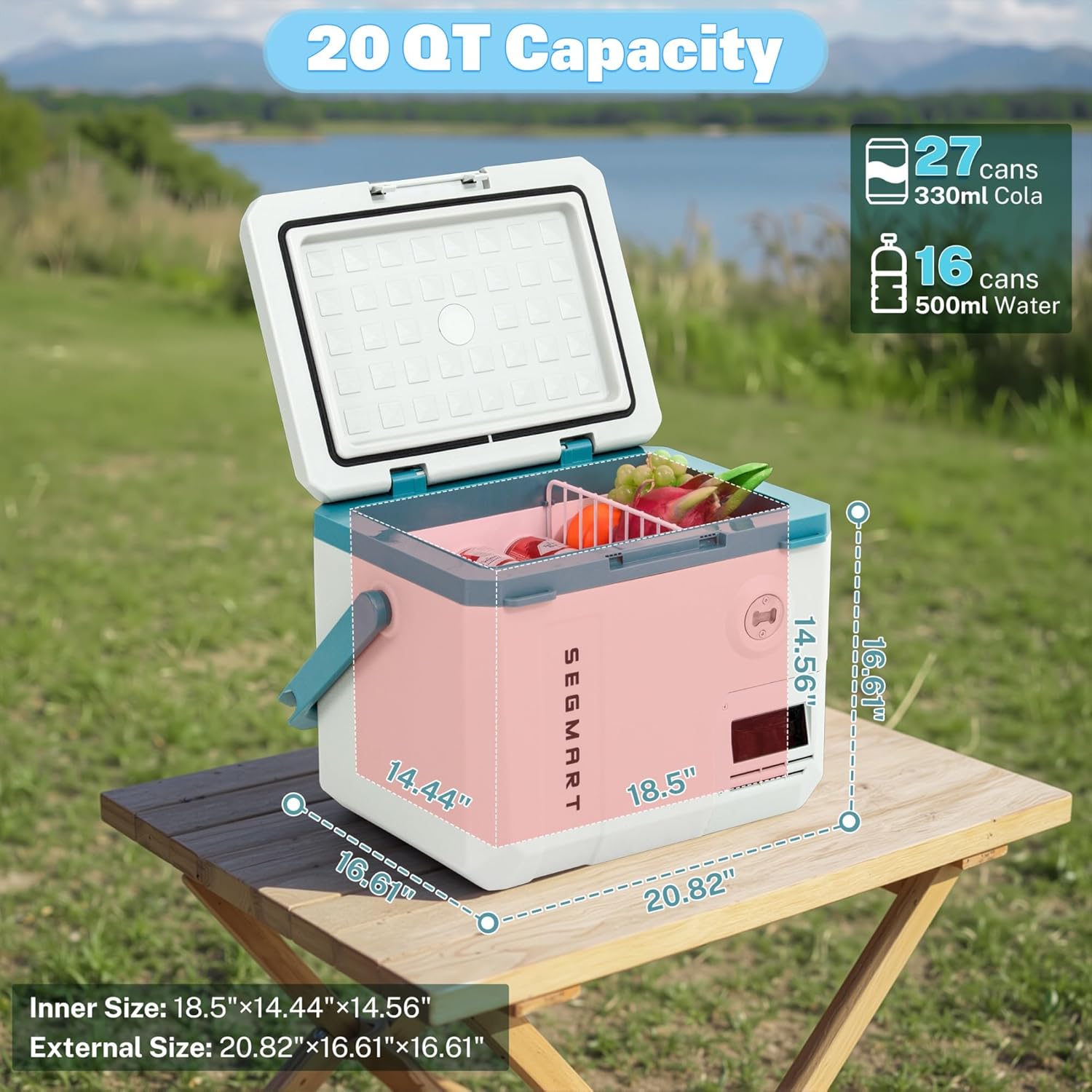 Compact and Portable MC20 Car Fridge (45W 19L) for Camping and Travel with Freezer Function