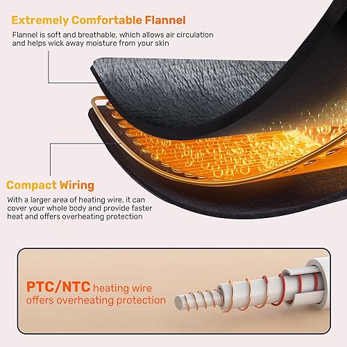 Miniatura 4 de DAICO Manta térmica de franela de calentamiento rápido, manta eléctrica de tamaño individual para sofá con controlador individual de 10 ajustes de