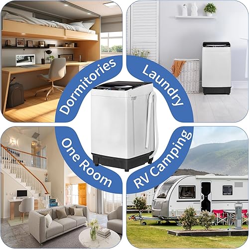 Miniatura 8 de Lavadora completamente automática de 15.6 libras, 1.3 pies cúbicos compacta y lavadora compacta combinada integrada de 10 programas y 8 niveles,