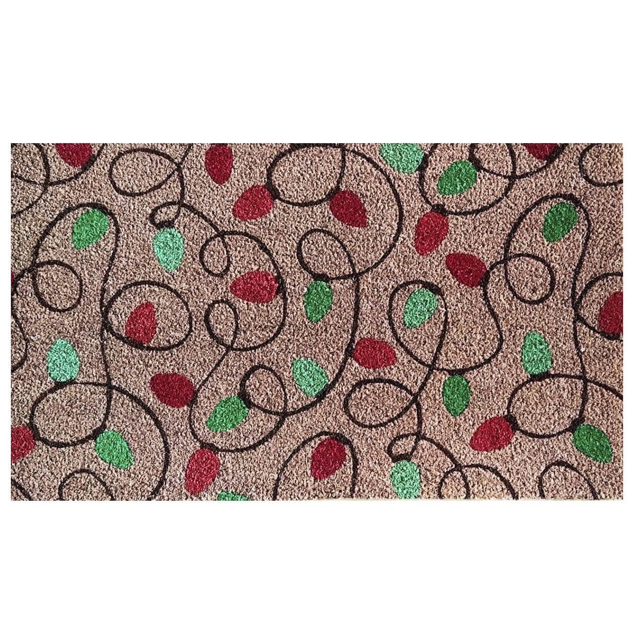 Briarwood Lane Christmas Coir Doormat 30x18 Tangled Lights Natural Fiber for Christmas Coir Doormat
