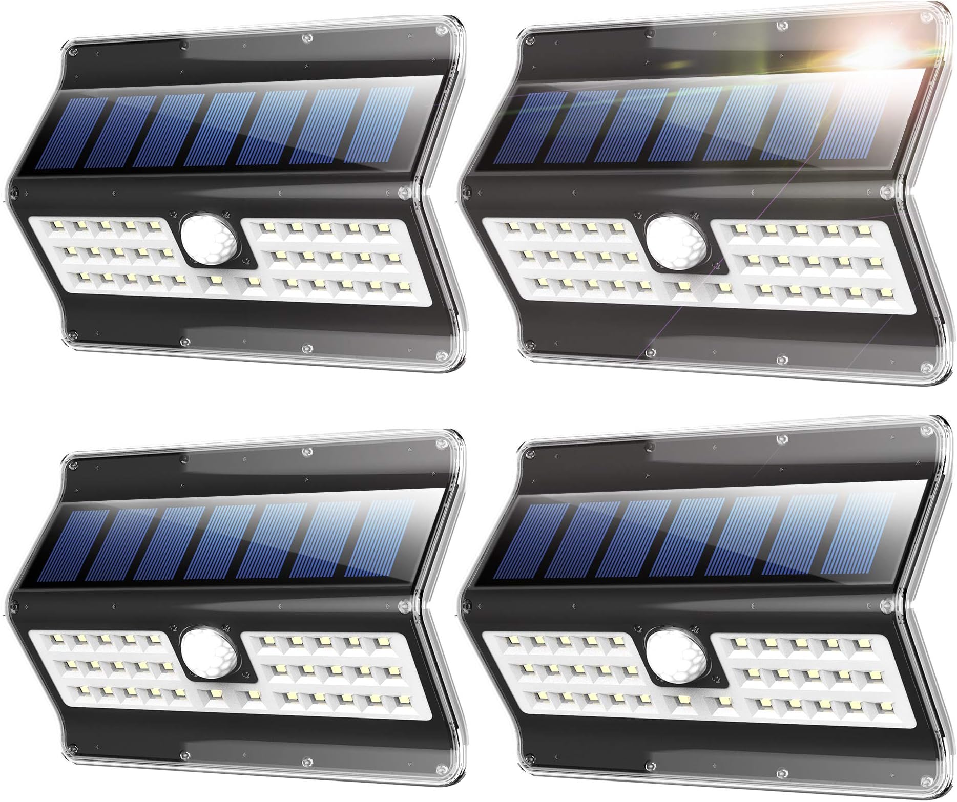 EZBASICS Solar Lights Outdoor Wireless Waterproof Security Solar Motion Sensor Light, Black Shape, 4 Pack