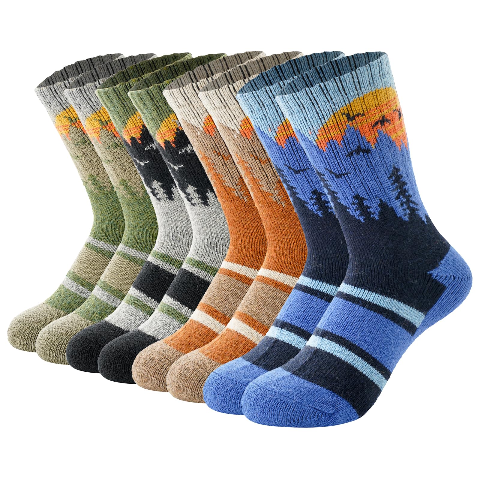 BISOUSOX Kinder Merino Wollsocken Wandersocken Thermosocken für Mädchen Winter Warme Dicke Socken für Wandern Ski 4 Paare Geschenk für Jungen