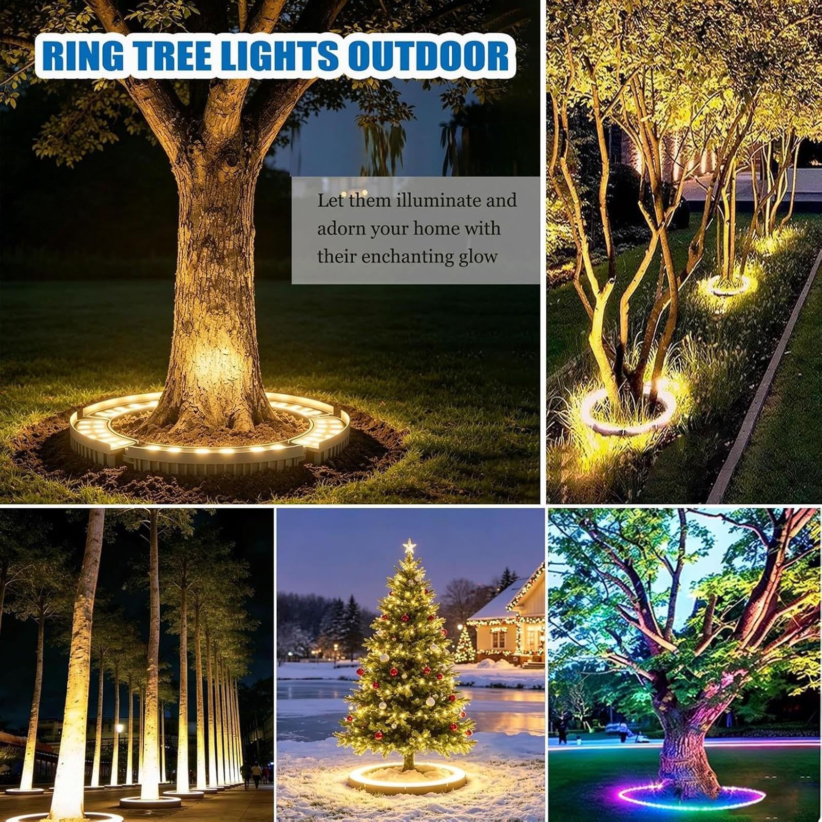 Luci per palme esterno, luci paesaggistiche a led, luce per albero anello