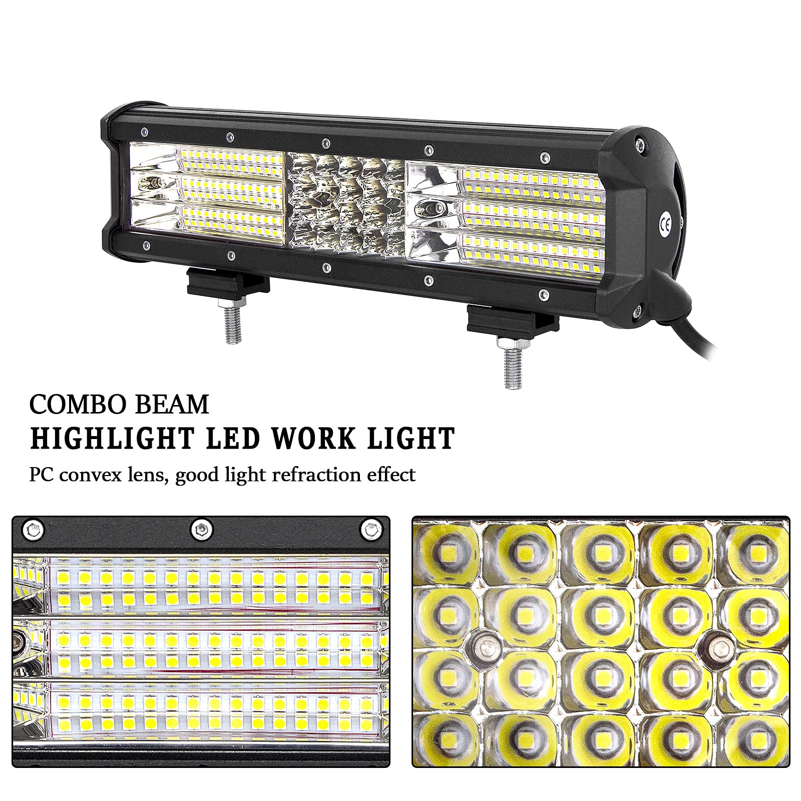 SKYWORLD Barra LED 12 Pulgadas 30cm 330W 12V 24V 6000K Faro Foco IP67 Impermeable para 4x4 Coche Tractor Camión ATV UTV SUV Todoterreno Barco