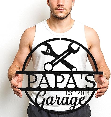 Miniatura 20 de Letrero de Metal Personalizado para Taller de Garaje Arte de Pared con Nombre de Herramienta Personalizado para Decoración de Taller Mecánico de