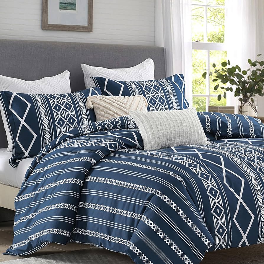 掛け布団カバー 3点セット 海外キングサイズ Navy(ネイビー・紺色系) Ⓣ Amazon.com: Navy Blue Duvet Cover King - 100% Cotton Duvet