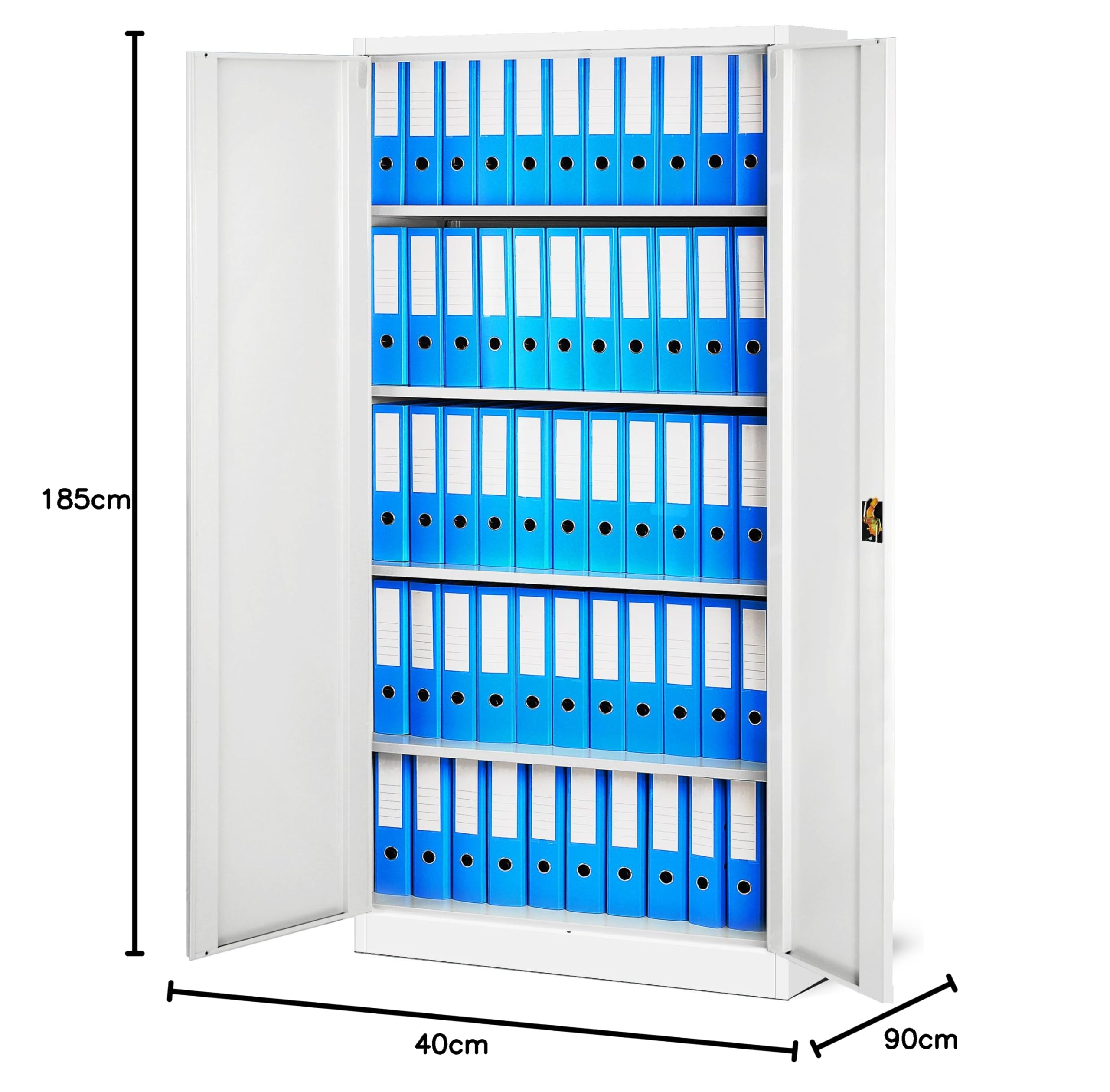 Jan Nowak 4er Set Aktenschrank C001 Metallschrank Stahlschrank Werkzeugschrank Büroschrank Lagerschrank Universalschrank Pulverbeschichtung Flügeltüren 185 cm x 90 cm x 40 cm (weiß/weiß)