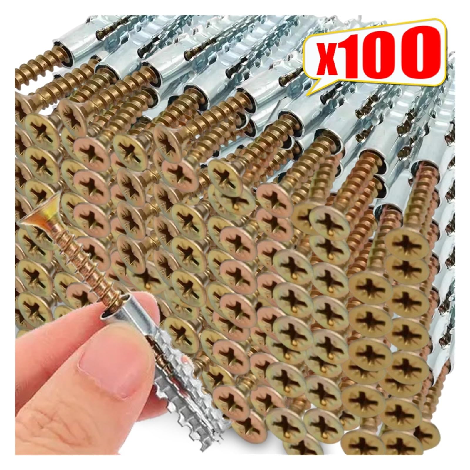 Pernos De Expansión 100 10set tornillos autorroscantes dentados tubo de expansión Metal tapón perforación anclajes pared hormigón sujetador(100sets)