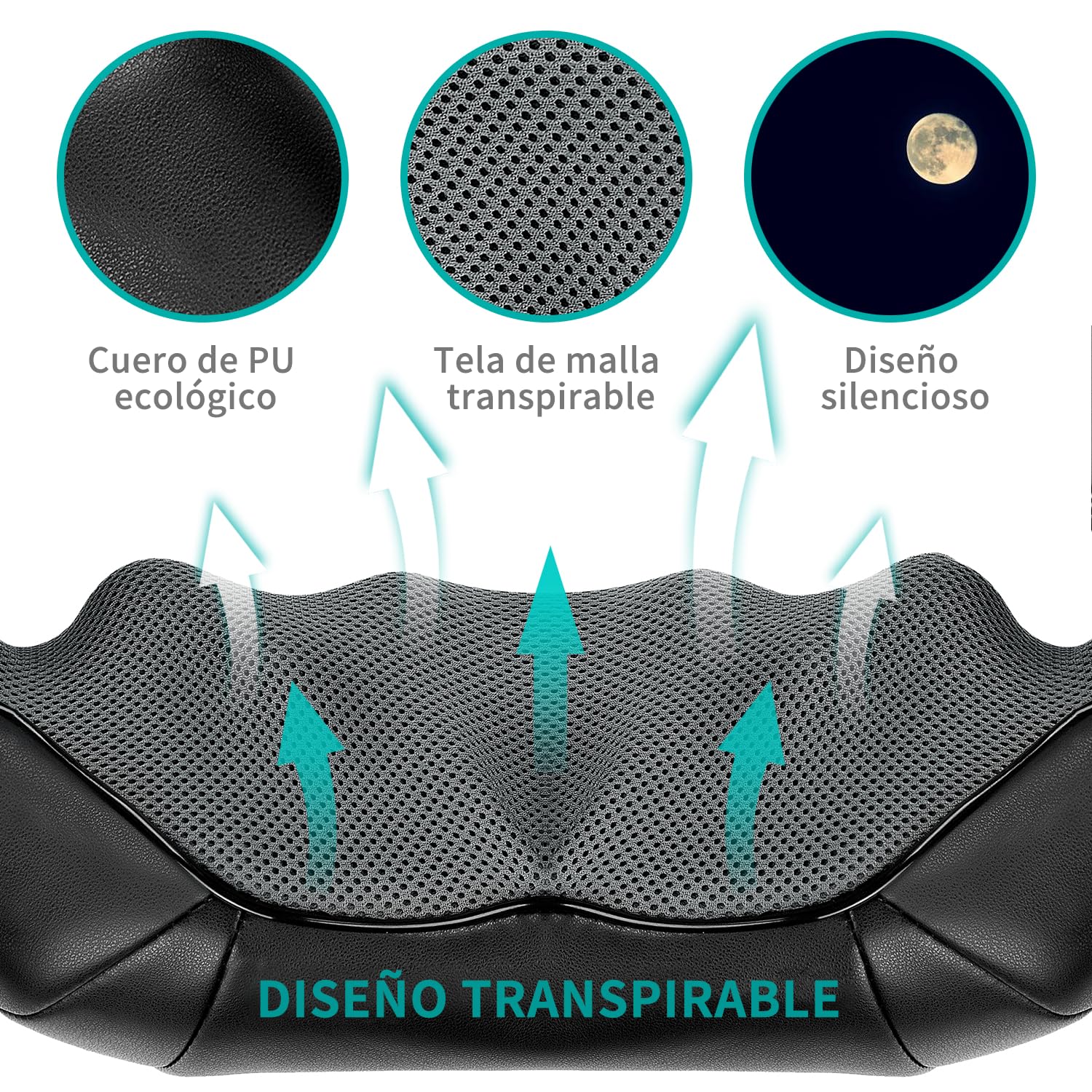 Nekteck 3D masajeador cervical y espalda con calor relajante, shiatsu de tejido profundo masajeador cervical, hombro, espalda y masajeador de cuello Para uso en el hogar, oficinas y automóviles