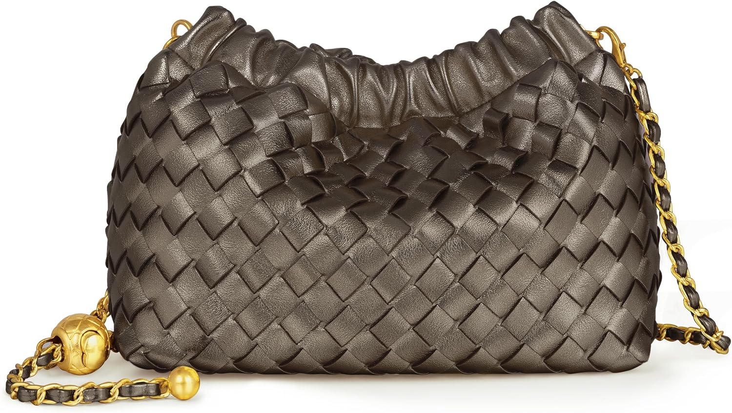 Joryin Woven Women's Crossbody Bag & Evening Purse, Trendy Dumpling Clutch & Hobo Cloud Shoulder Bag Trendy Dumpling Clutch