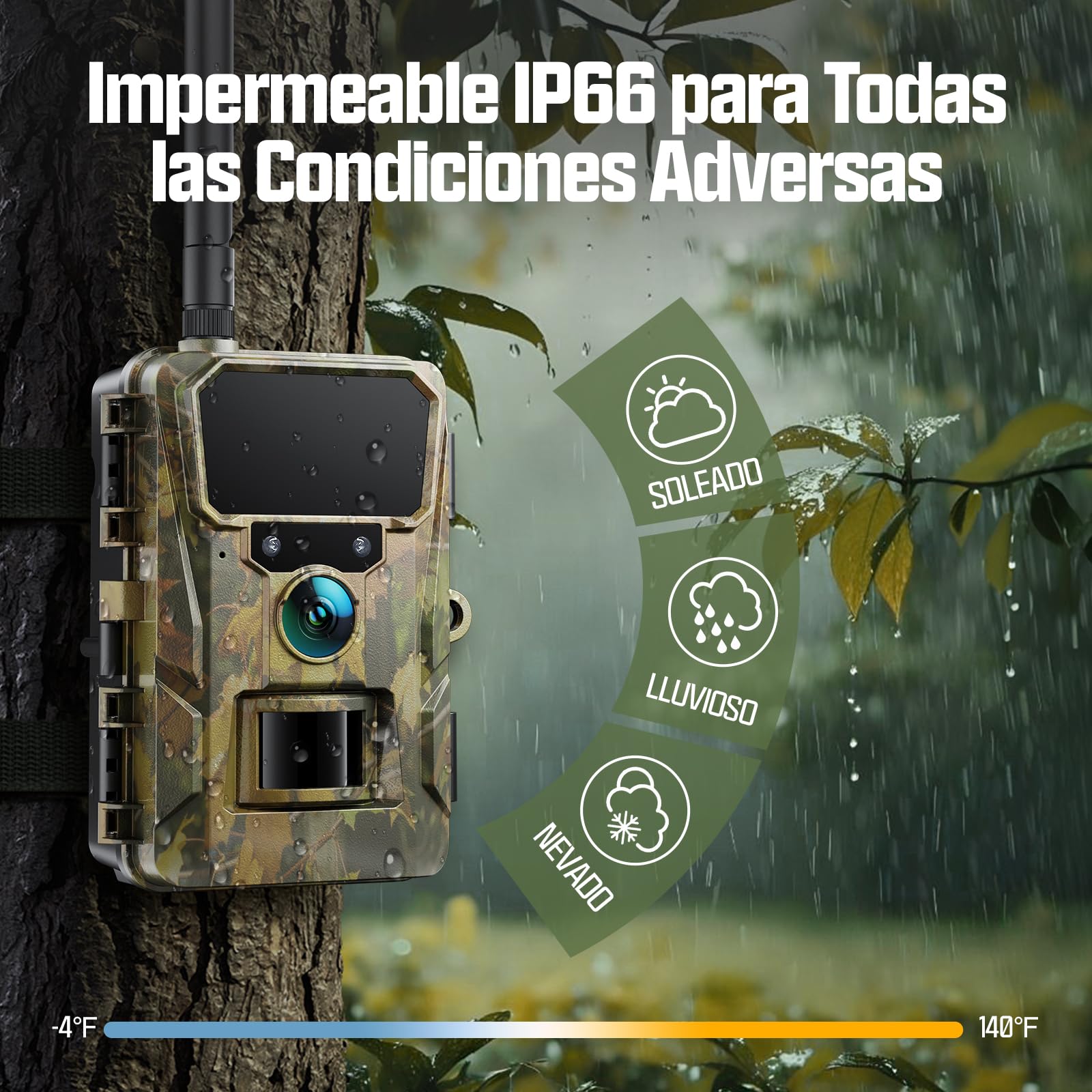 CEYOMUR 4G LTE Cámara Caza con Tarjeta Sim, 2K 48MP Visión Nocturna Activación por Movimiento Control App, Camara Fototrampeo con Disparo de 0,2s, Almacenamiento en La Nube/TF, Impermeable IP66