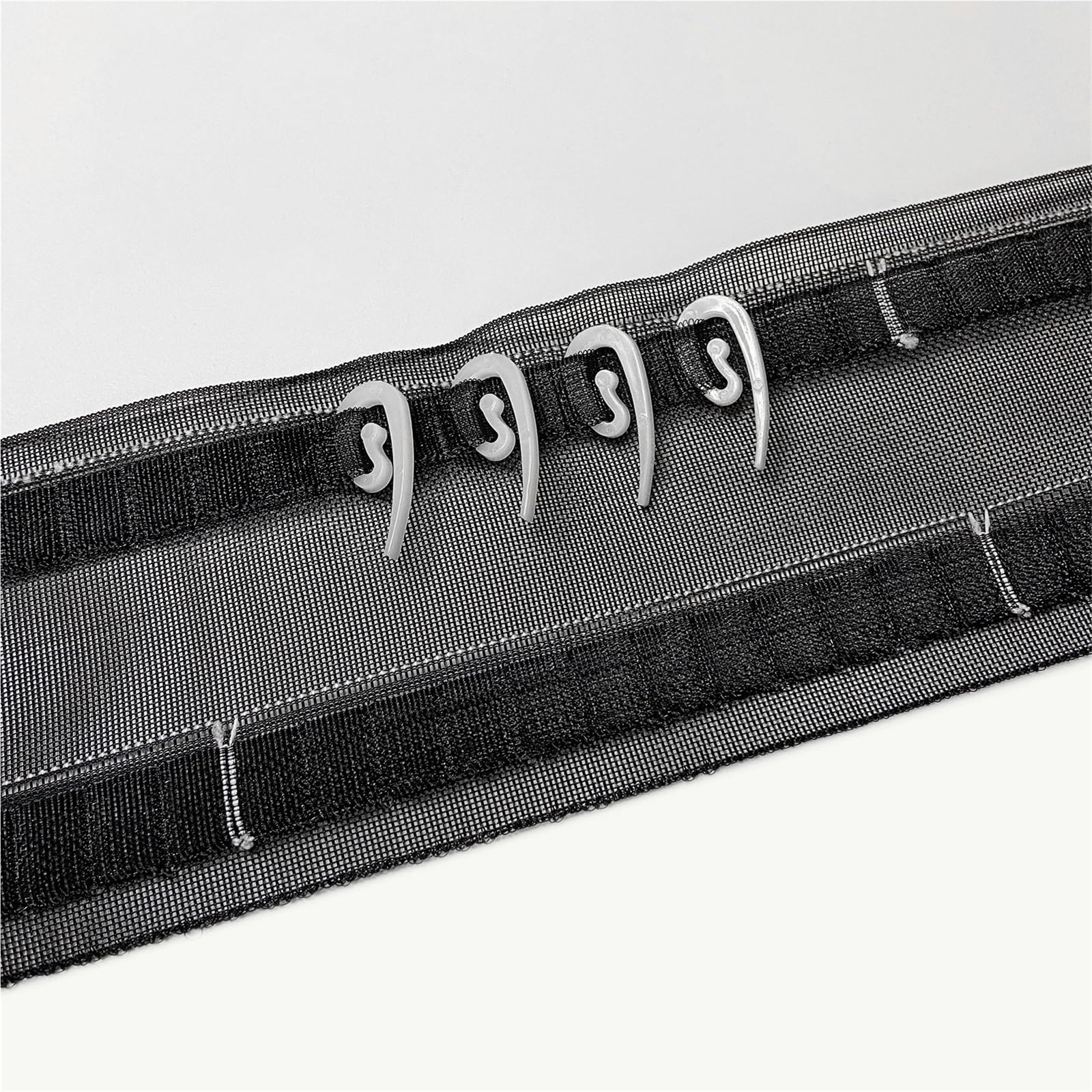 Rufflette pour Rideaux Ruban de Rideau ondulé Noir 75mm Largeur, Ruban Transparent Pliable en S, Direction for Crochet, Accessoires(10m)