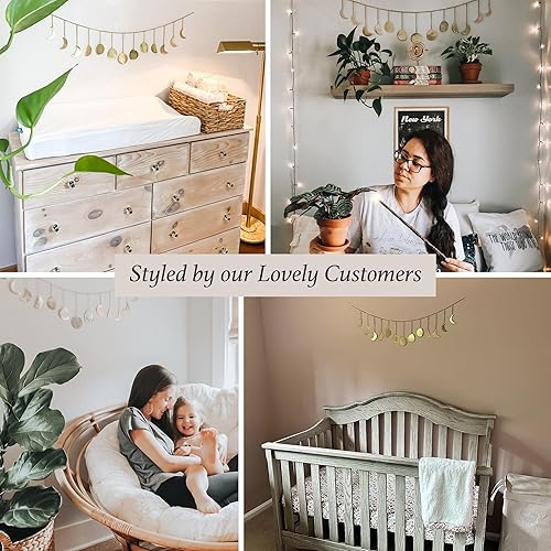 Miniatura 3 de Fase lunar para colgar en la pared hecha a mano de metal dorado martillado de 13 lunas de 36 pulgadas decoración bohemia fases de la luna arte lunar