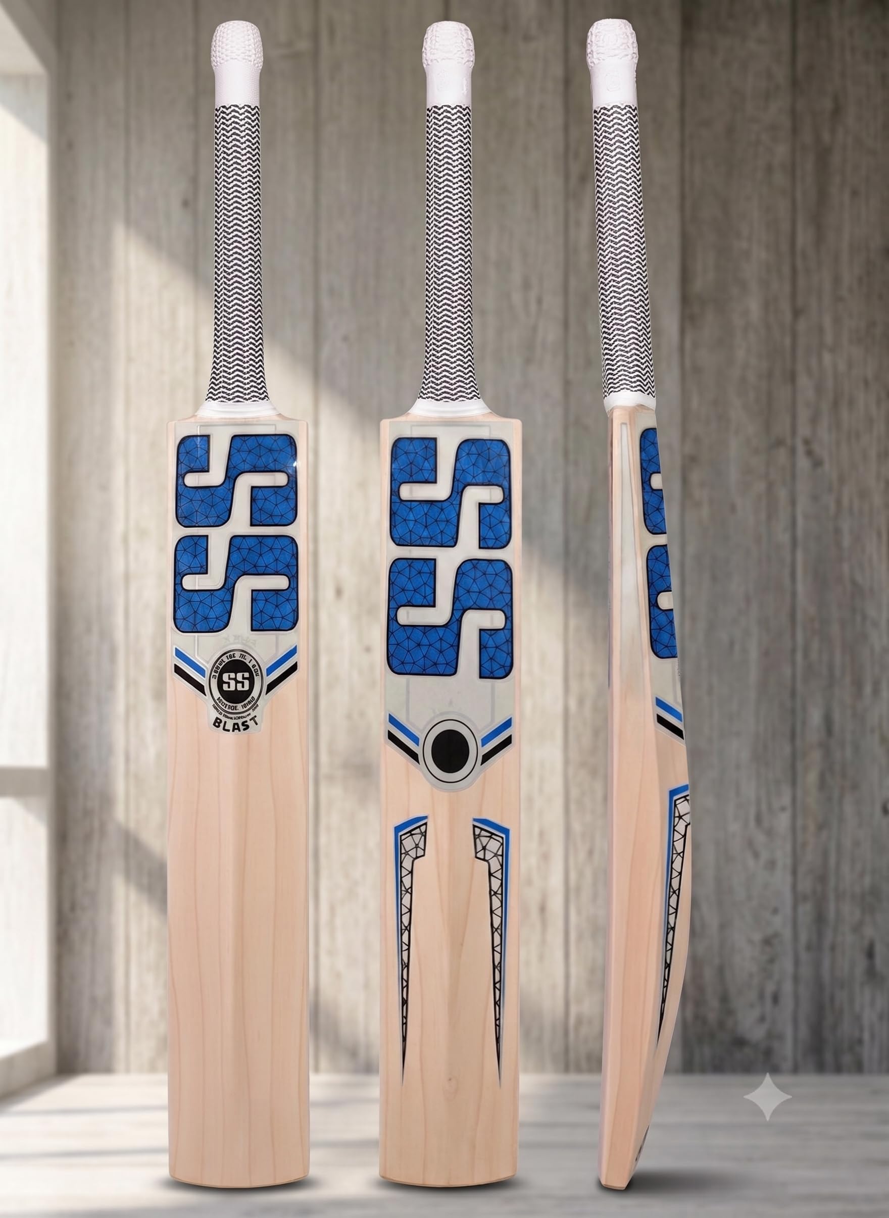 Cricket Bat Popular Willow Wooden Bat for Tennis Ball (Blue, Full Size)-image-49