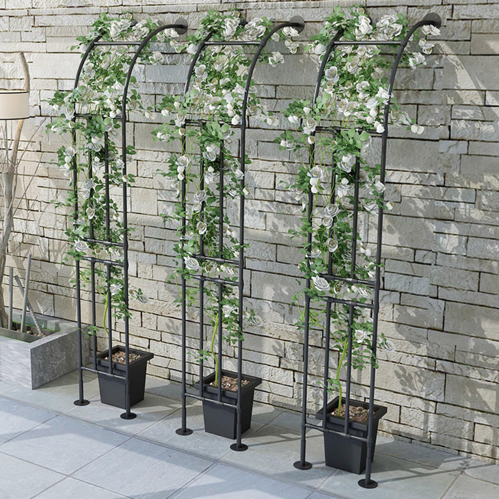 Arco Da Giardino In Metallo Per Rampicanti - 220 Cm Nero, Robustissimo Per Rose E Viti - Foto 10