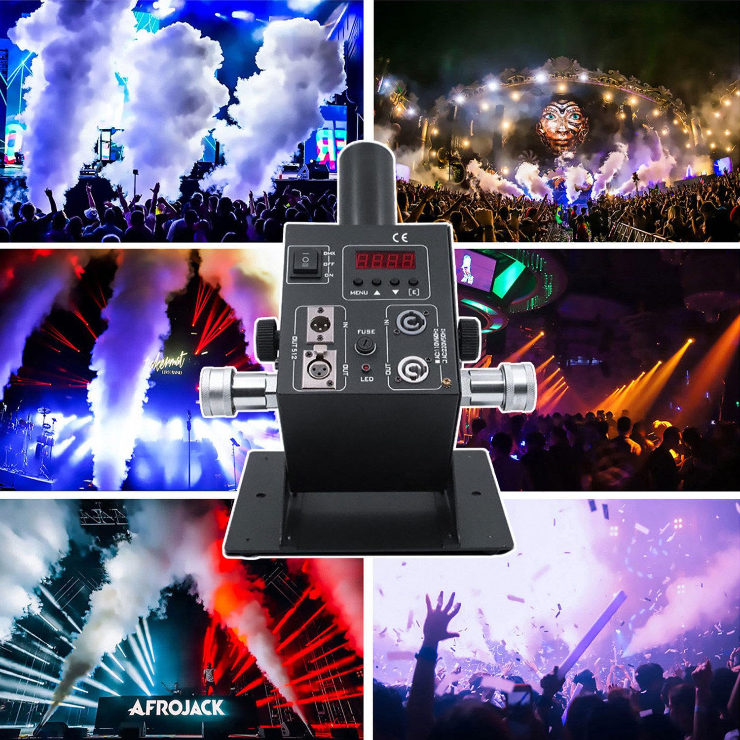 Máquina Jet CO2, Máquina Humo LED Color Escenario, Cañón Niebla Fría CO2 Multi-Ángulo, Máquina Humo Columna Aire, Altura Chorro 8-10 Metros, para Espectáculo Club Boda Fiesta