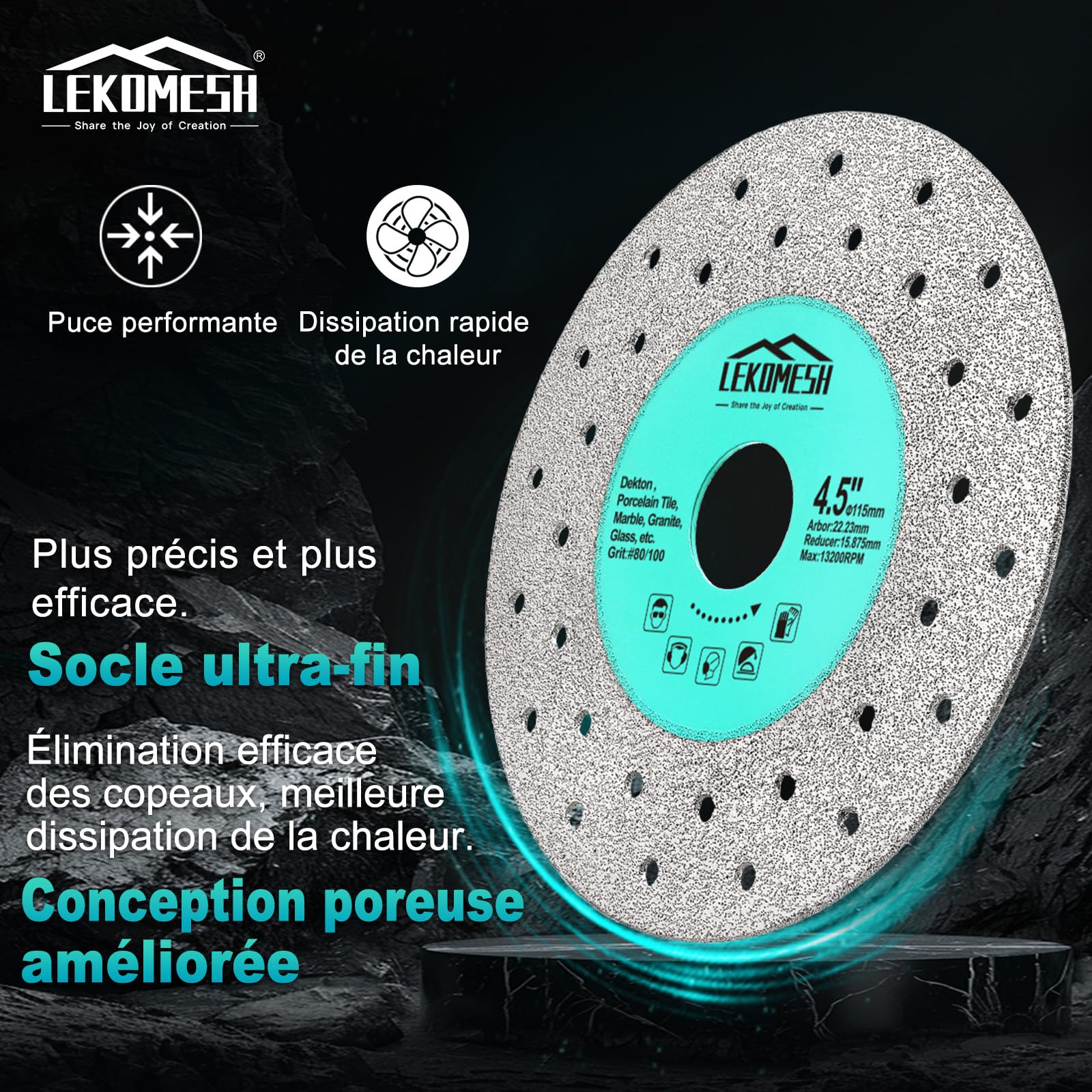 Disque diamant carrelage 180mm coupe verre diamant - lames diamantées pour granit, marbre, pierre, dalles roche et carrelage. Disque carrelage haute performance