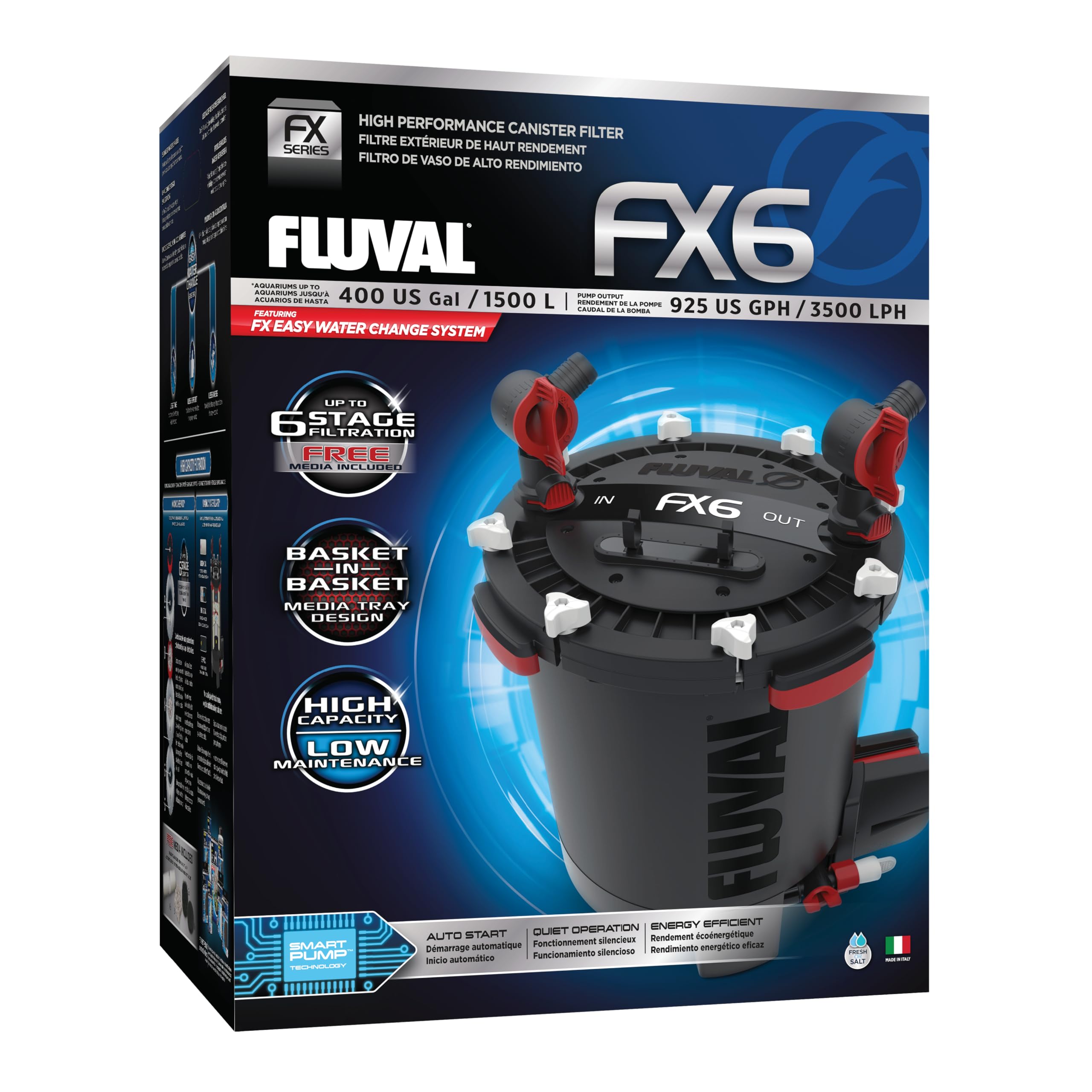 Fluval Filtre Extérieur pour Aquarium FX6 Débit Max 3500 L/H