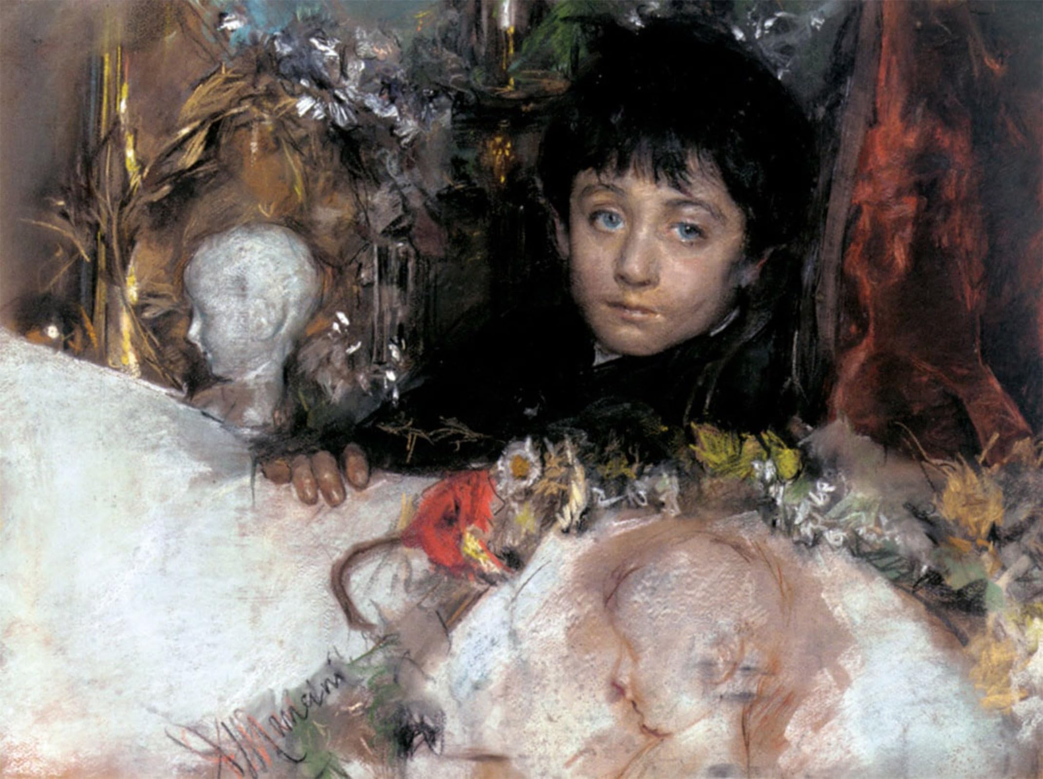 ARTXLXXBN Famous Painting Canvas Artwork Graffiti Print Portrait of A Young Boy Antonio Mancini Portrait Canvas Image for Home Decor 60x90cm
