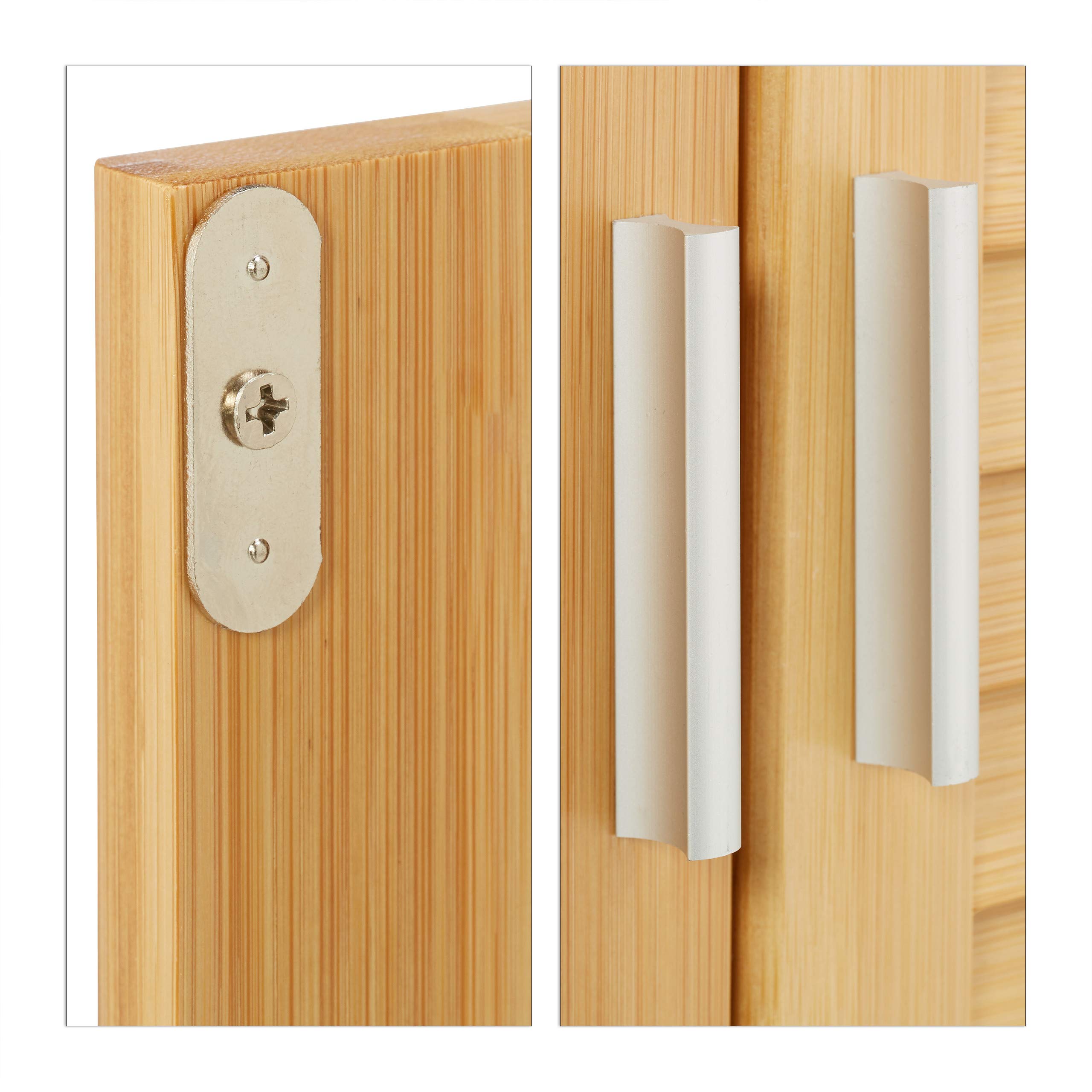 Relaxdays Armario Baño Bambú, aprox. 92x50x25cm, Mueble Auxiliar Baño con Puertas, 2 Estantes Extraíbles, Marrón Natural