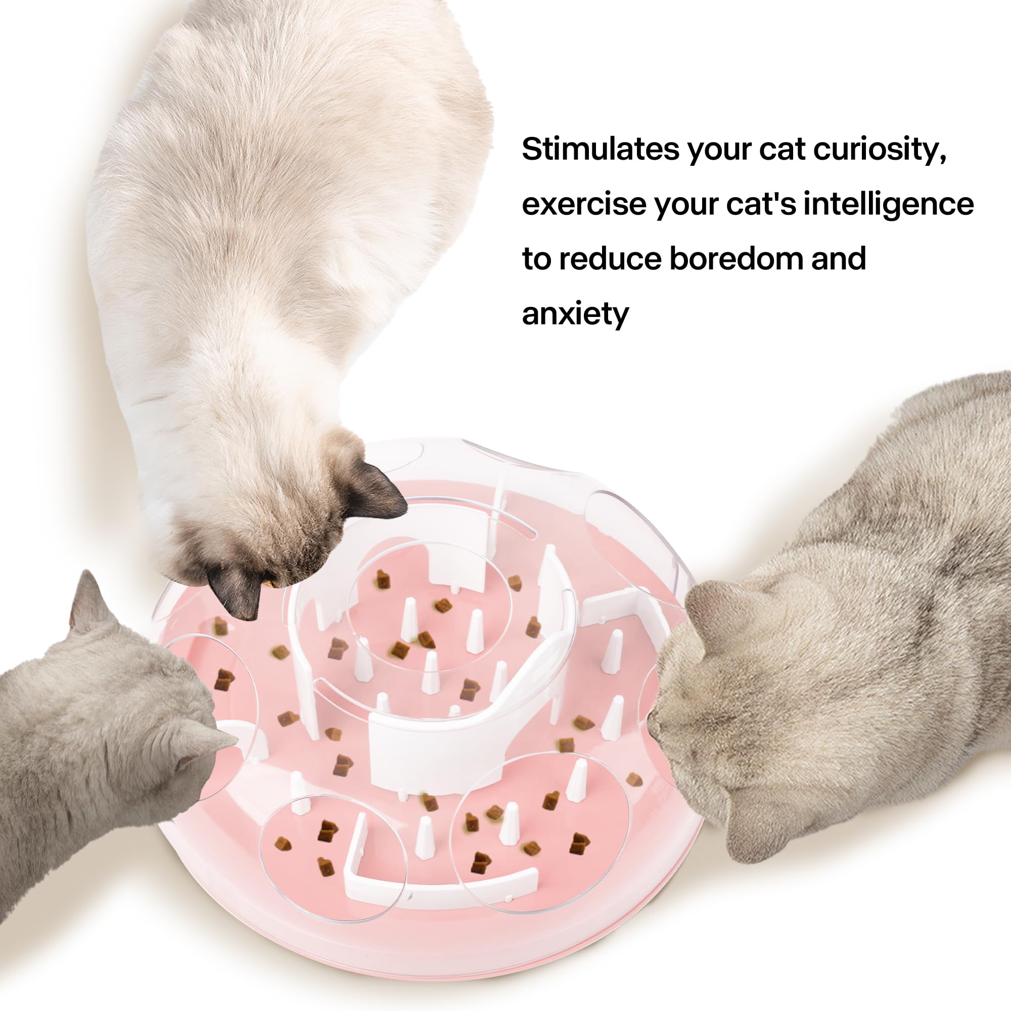 Pet Prime Alimentador de rompecabezas interactivo para gatos, juguetes de enriquecimiento para gatos de interior, alimentador lento, dispensador de rompecabezas de comida para gatos, juguete de