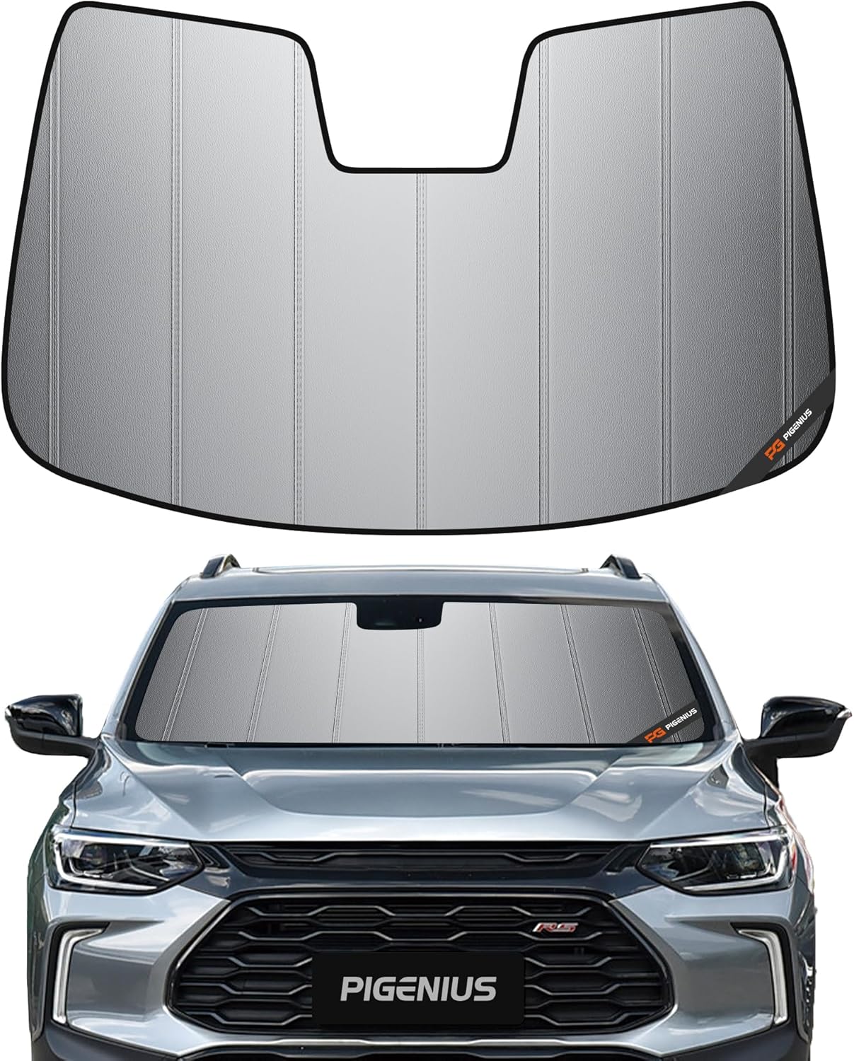 Windshield Sunshade for Chevy Trax 2024-2026 (New Body Style) 2RS Activ, Premium Grey Leather Finish