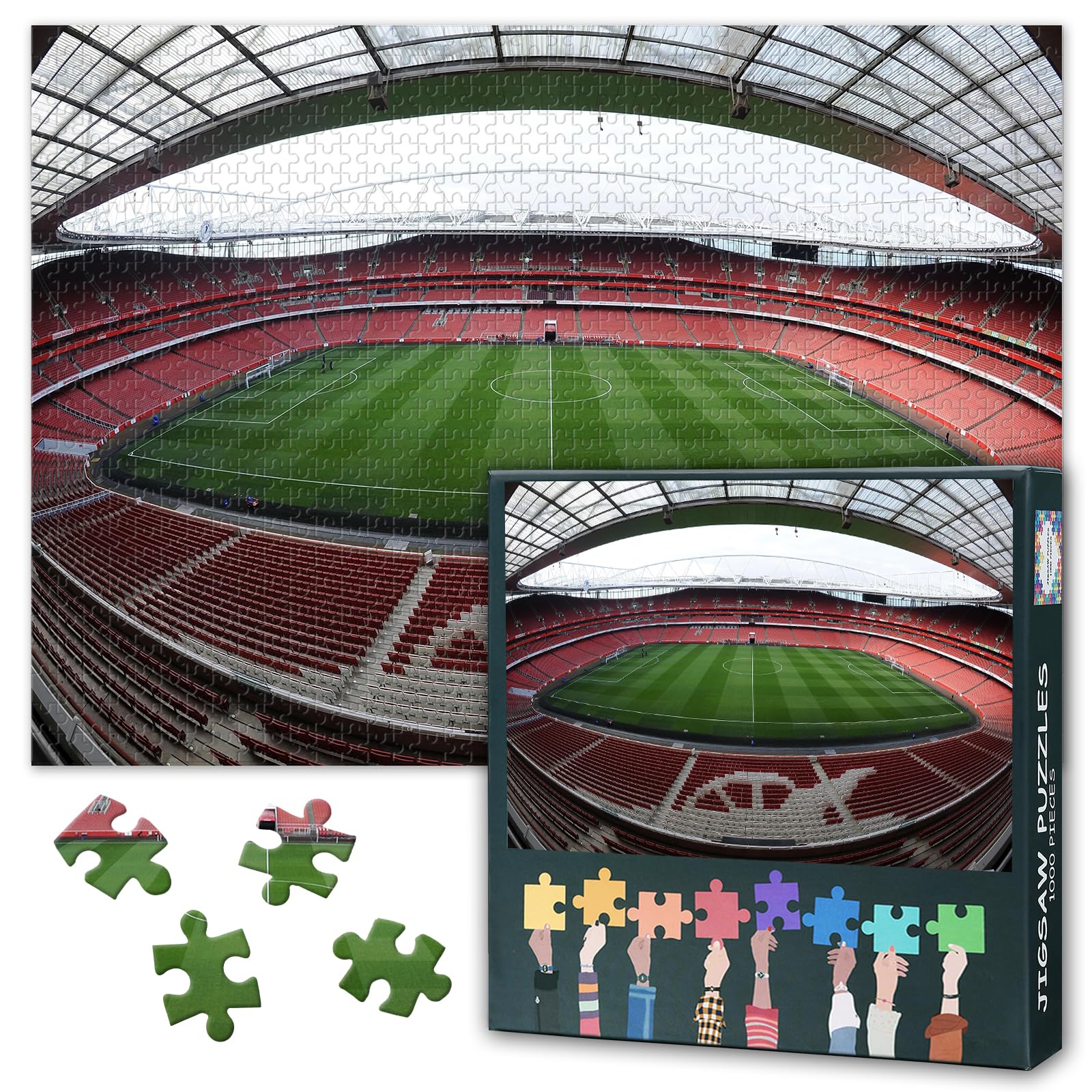 1000-Piece Puzzle for Adults – Emirates Stadium Football Stadiums, Finished Size 50x70cm (19.7"x27.6") – Football Stadium Sports Jigsaw Puzzles