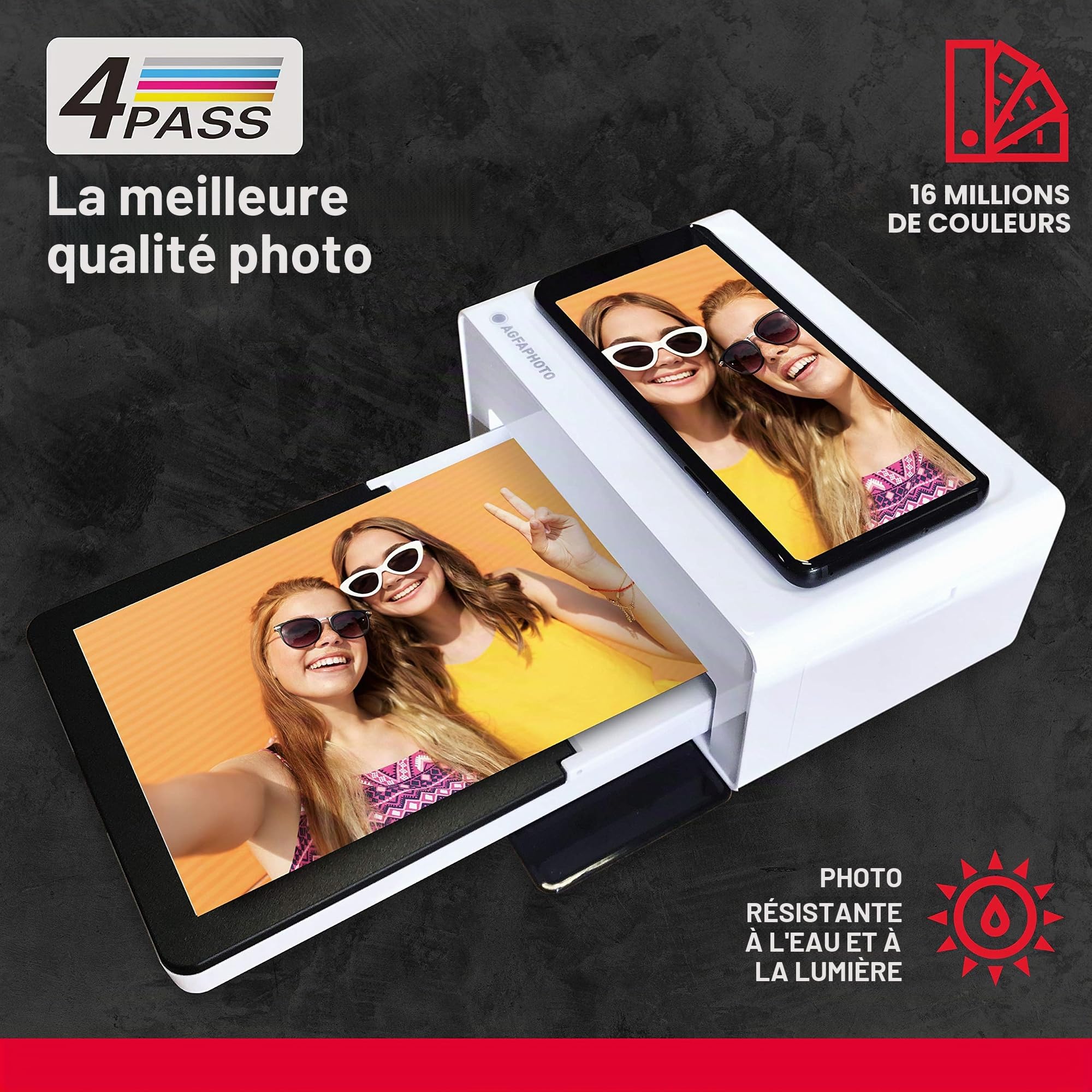 Agfaphoto Realipix Moments – Imprimante Photo Bluetooth & Cartouche et Papier 80 Photos Format 10 x 15 cm AMOC Compatible AGFA Photo Realipix Moments et Kodak PD450 PD460 PD480 PD450WIFI 80 Blanc