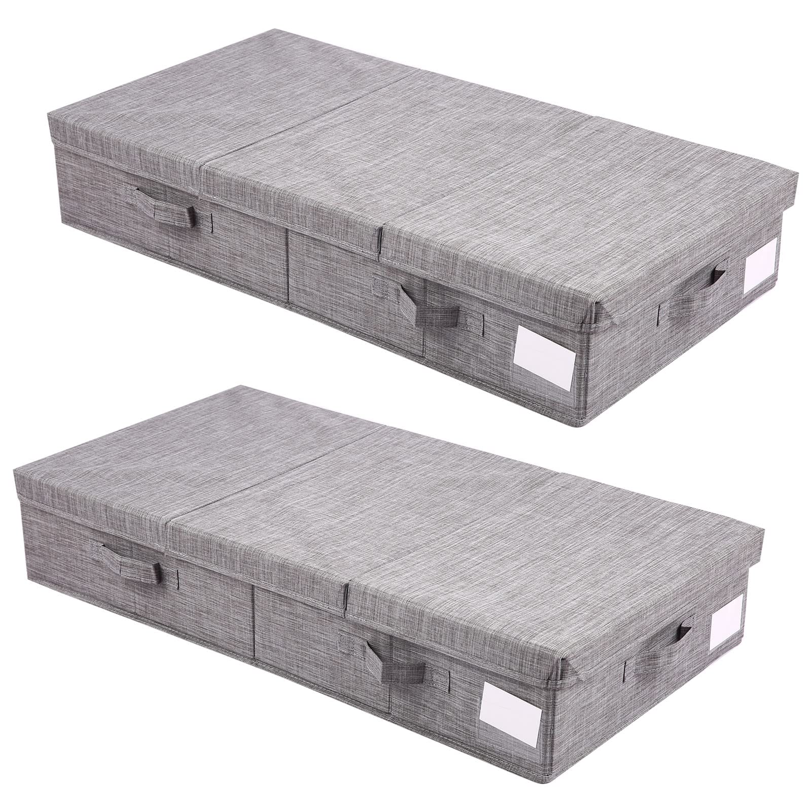 Kavolet 2 scatole portaoggetti sotto letto con coperchio, cassettiera pieghevole per armadio, coperta, vestiti, scarpe, giocattoli, tessuto, contenitore con 4 manici (grigio)