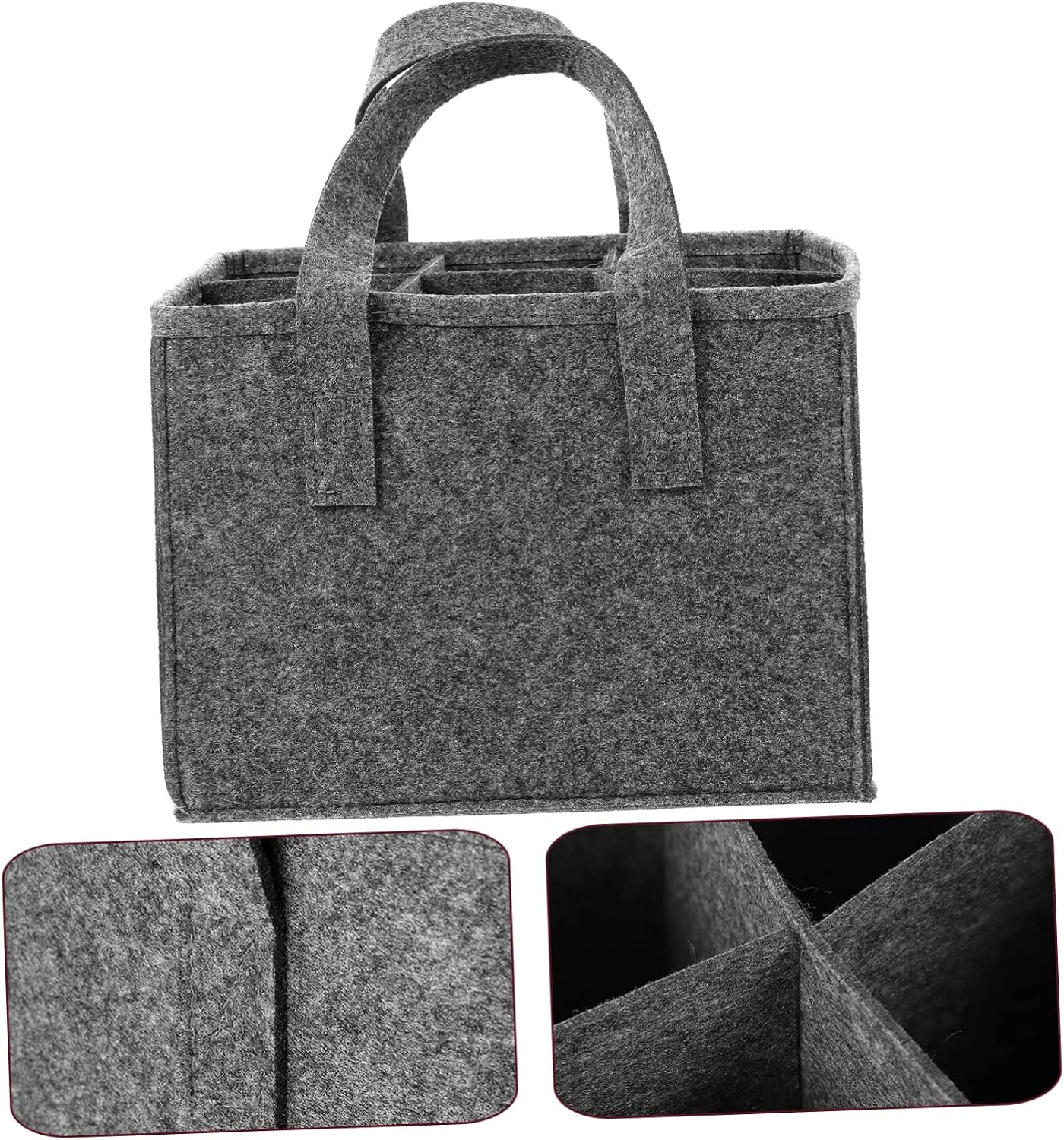 Reusable Felt Wine Carrier Bag for Bottles Portable Decorative Storage Wine Tote with Grey Trim for Home Picnics and Travel and Stylish