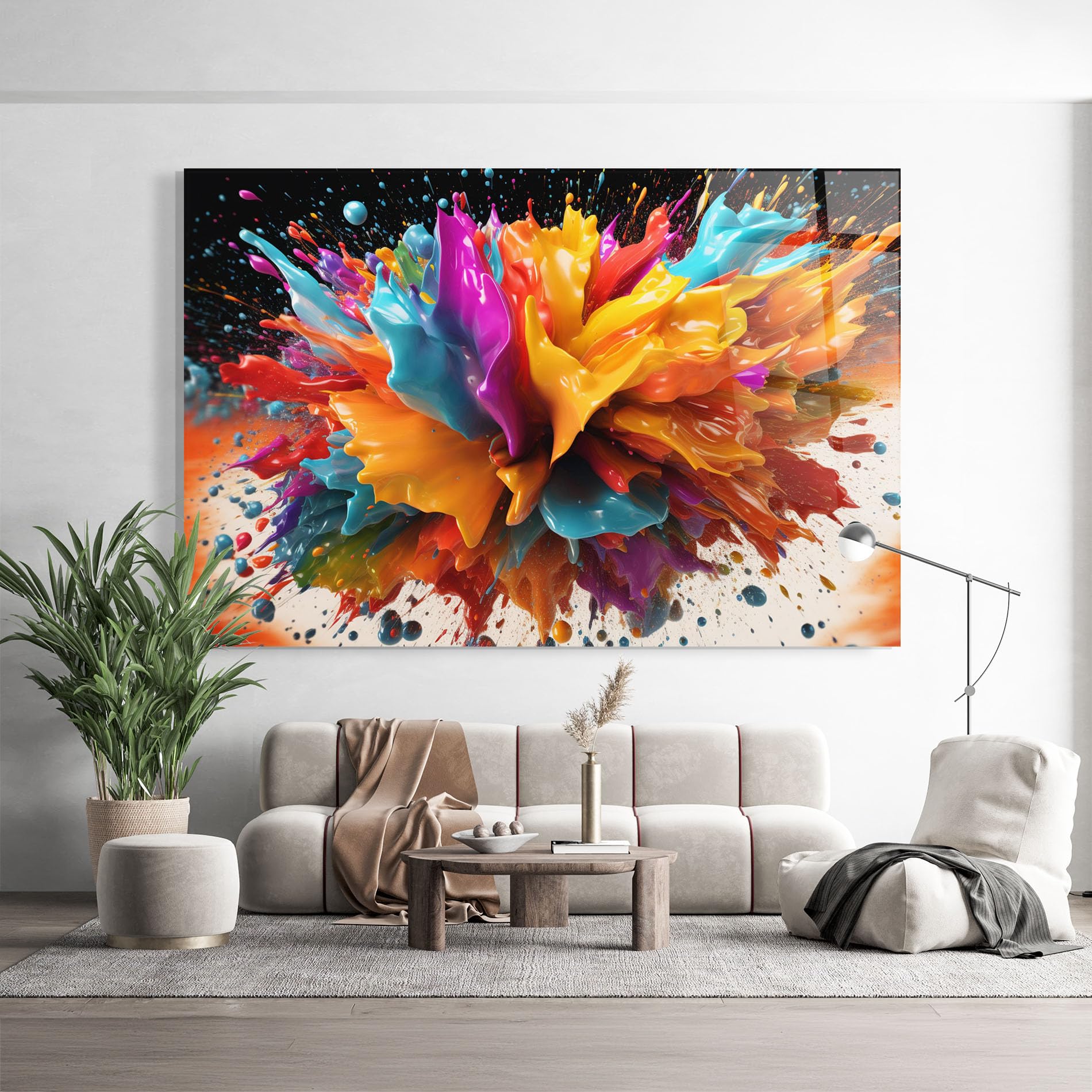 ARTHUB® Moderne impression sur verre 50x70 cm, 4mm verre trempé | Tableau en verre salon et chambre, Décoration murale moderne, Décoration intérieure, abstrait, Abstract Splash