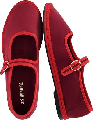 CUSHIONAIRE Missy Mary Jane Ballet Flats for Women, Breathable Lightweight Womens Flats with Adjustable Buckle and Cushioned Memory Foam