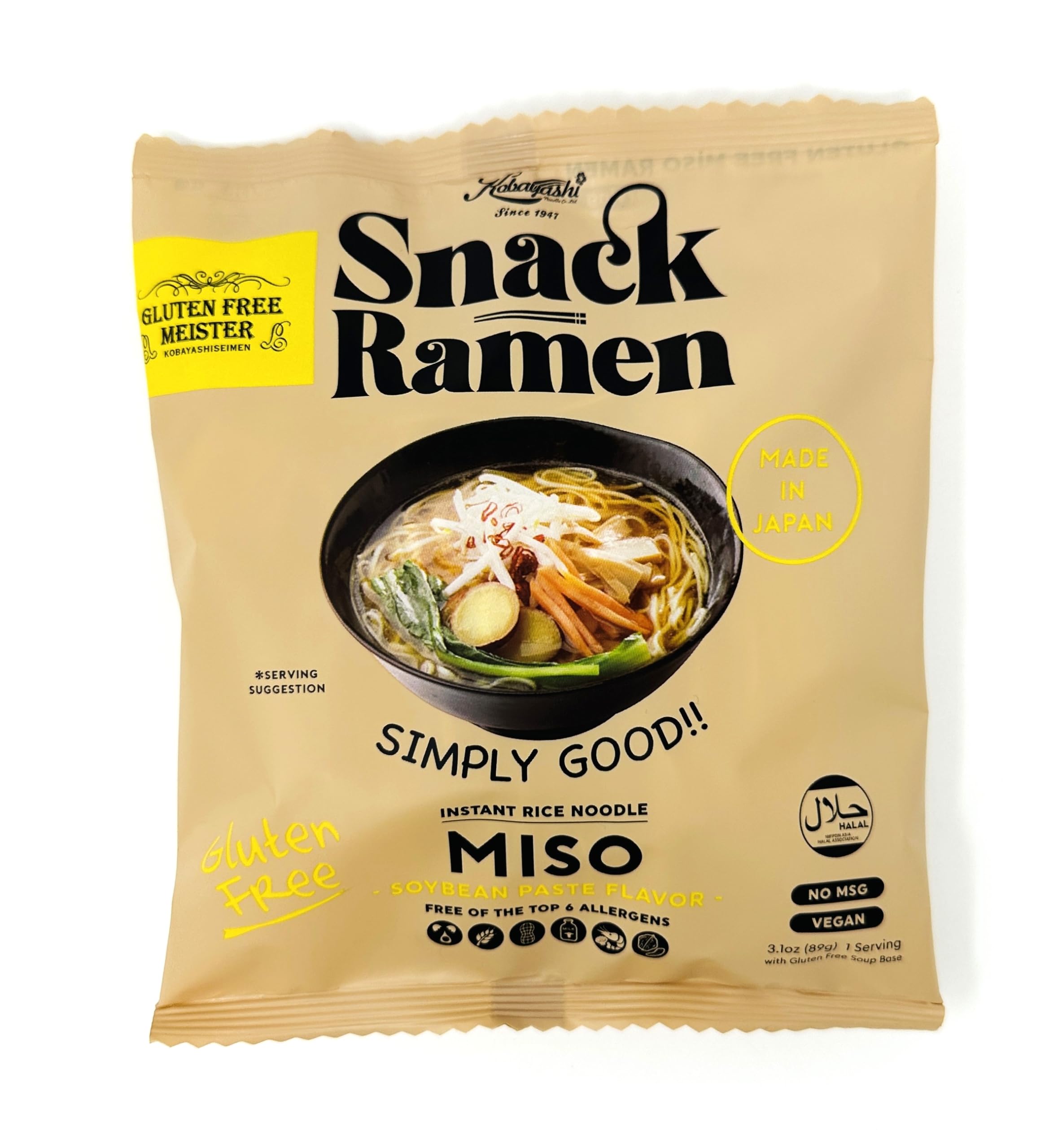 Gluten Free Snack Ramen-MISO 7pk (Vegan/Halal/No MSG)