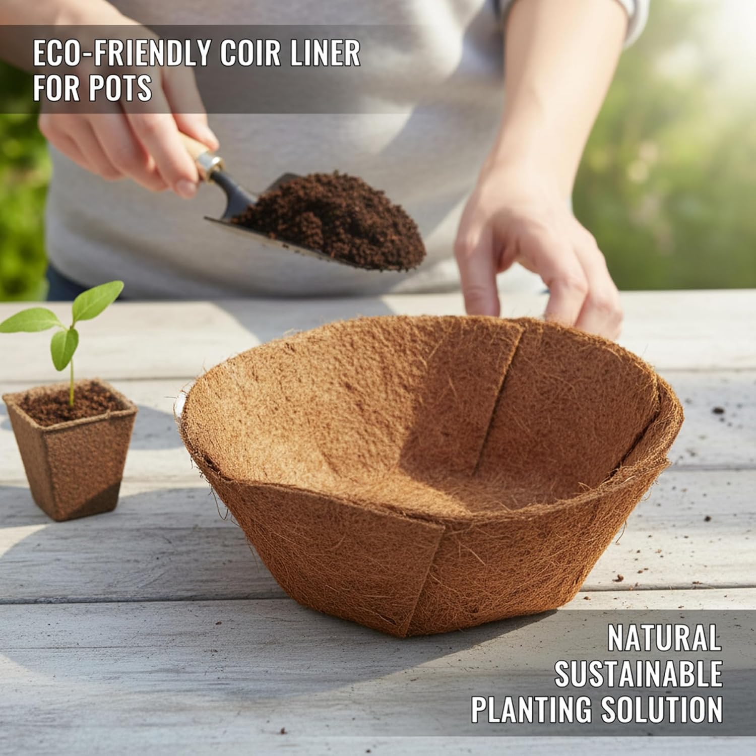 Basket Liners 10PCS 12 Inch Round Foldable Coconut Fiber for Plants Replacement Planter Liner for Garden Flower Pot