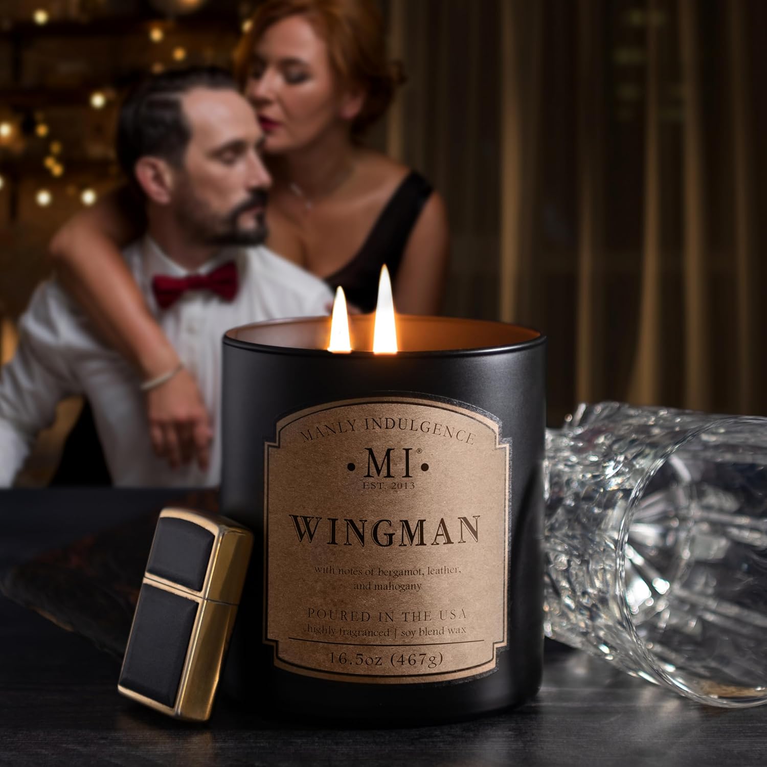 Manly Indulgence Wingman Scented Candles for Men, 2 Wick, 16.5 oz, Premium Soy Blend Wax, 60H Burn, Candles for Home Scented - Made in The USA - Image 4